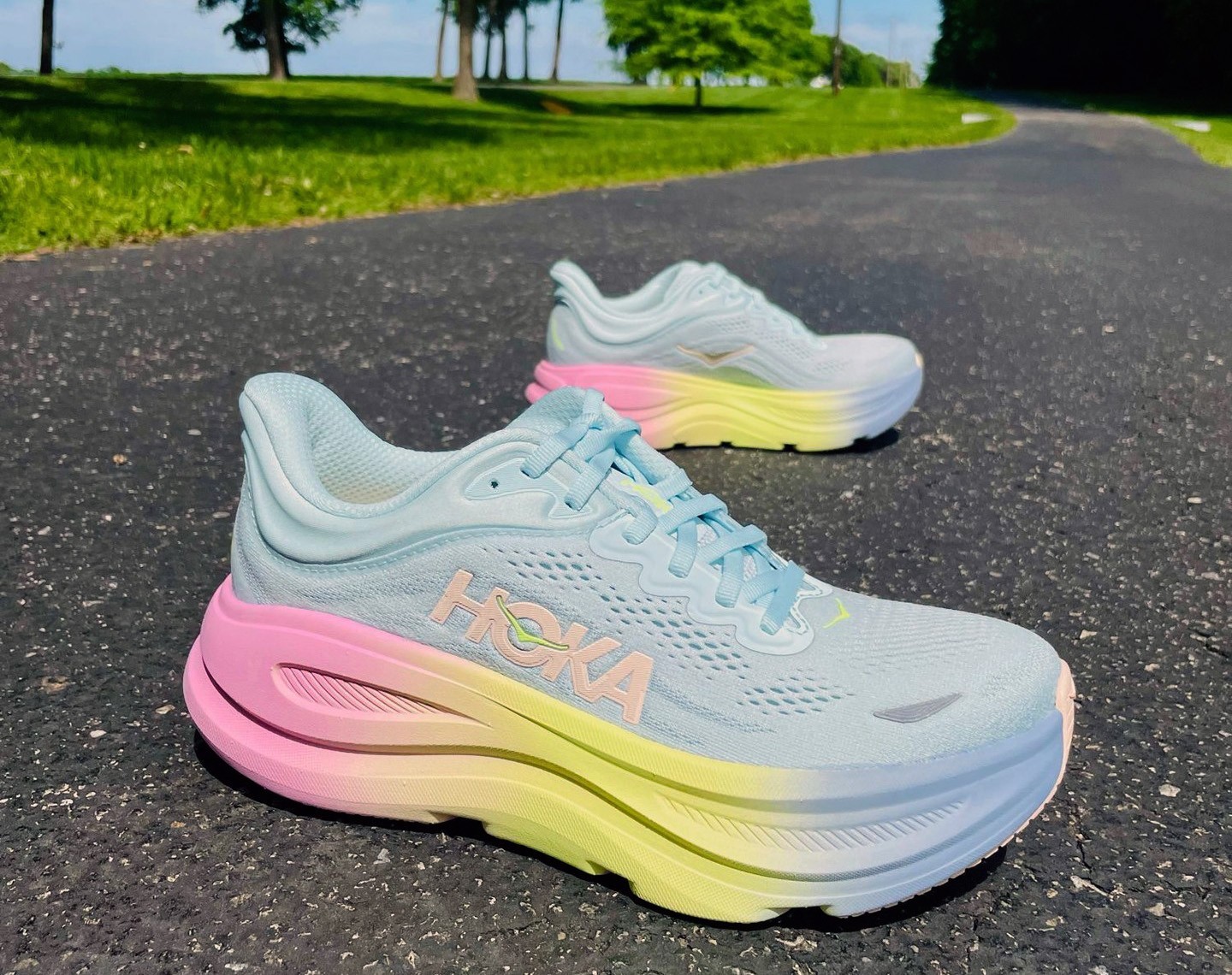 New Hoka Bondi 9 Womens Color Glimmering Blue/Overcast Size 7
