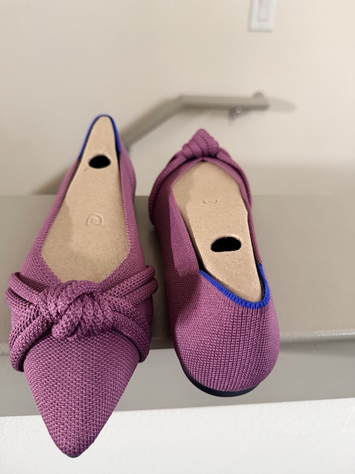 Rothy’s The Knot Point II Mauve Knit Pointed Toe Slip-On Flats Women’s 8.5