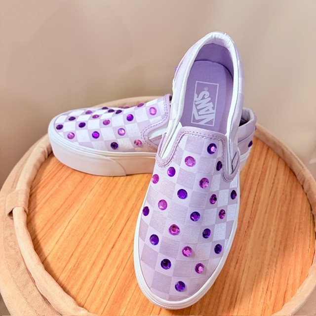 VANS Slip On Platform Purple Checker w/Purple Gems NEW Size 8