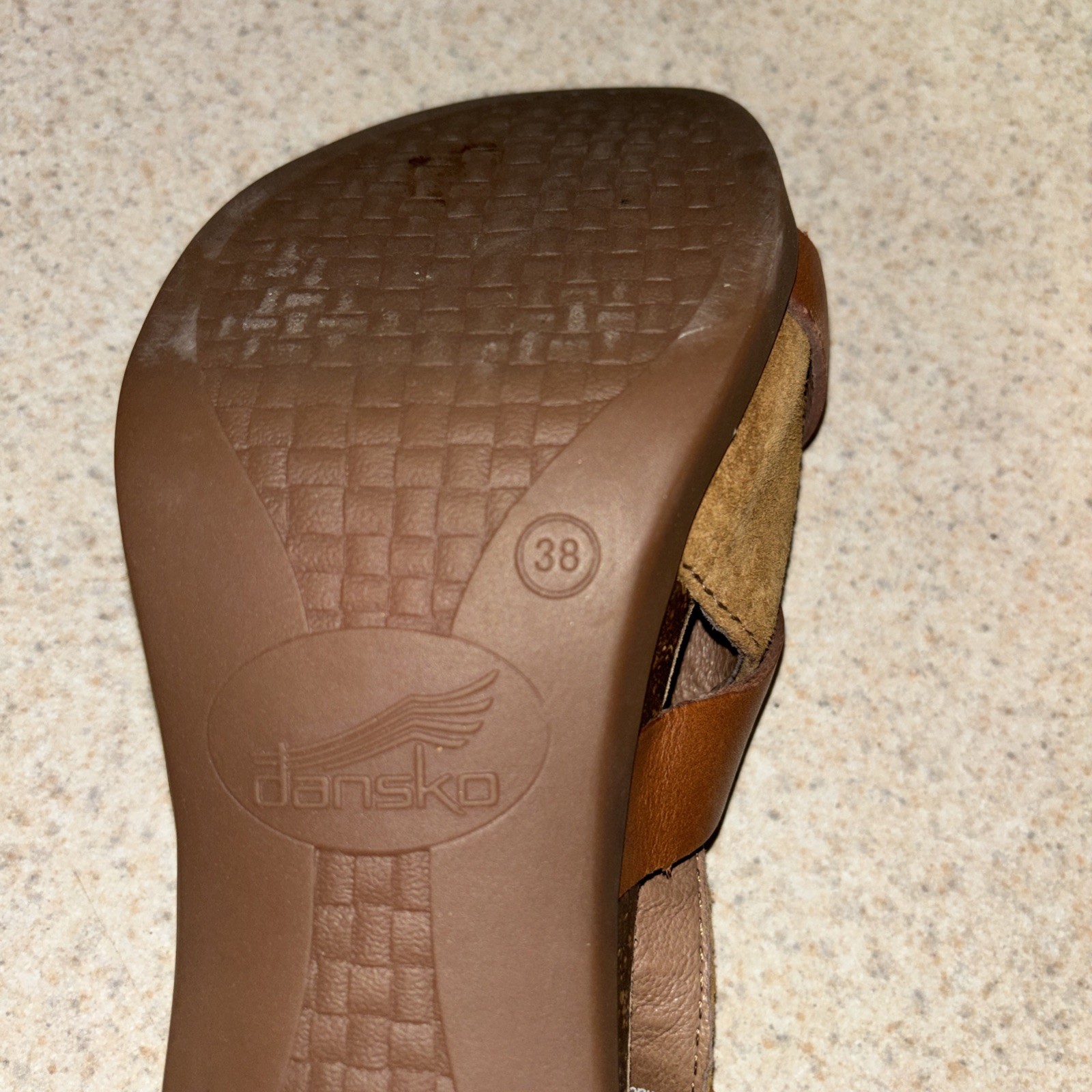 Dansko Dominique Heeled Cork Leather T Strap Sandals Women’s Size 8 EU 38