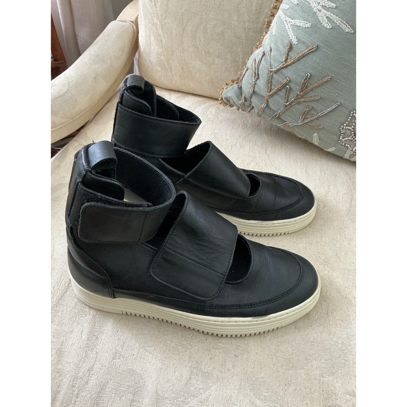Filling Pieces High Top Cleopatra STRAPPY black leather sneaker size 36/US 6