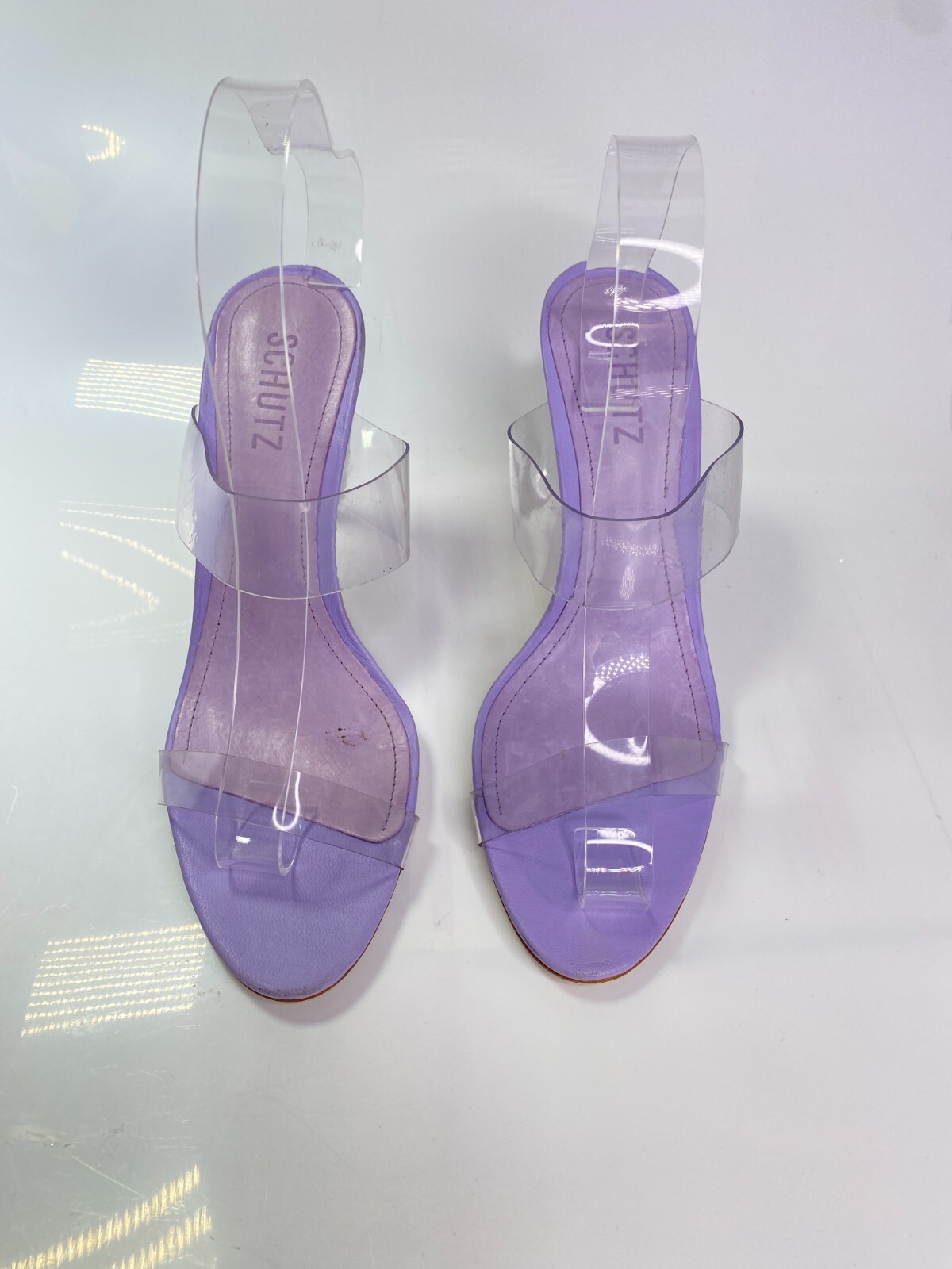 Schutz Women’s Purple Leather Heeled Sandals – Ariella Sz 8.5