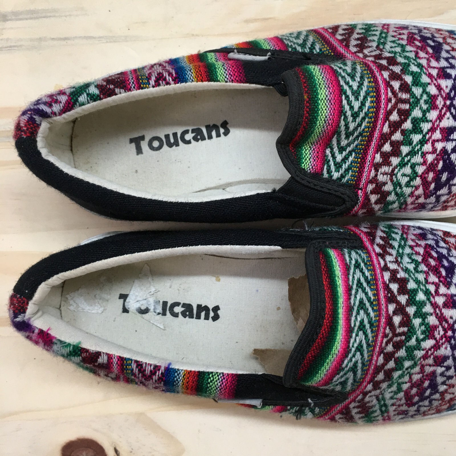 Toucans Shoes Mens 4 Womens 6 Inca Print Casual Slip On Loafer Flats Multicolor