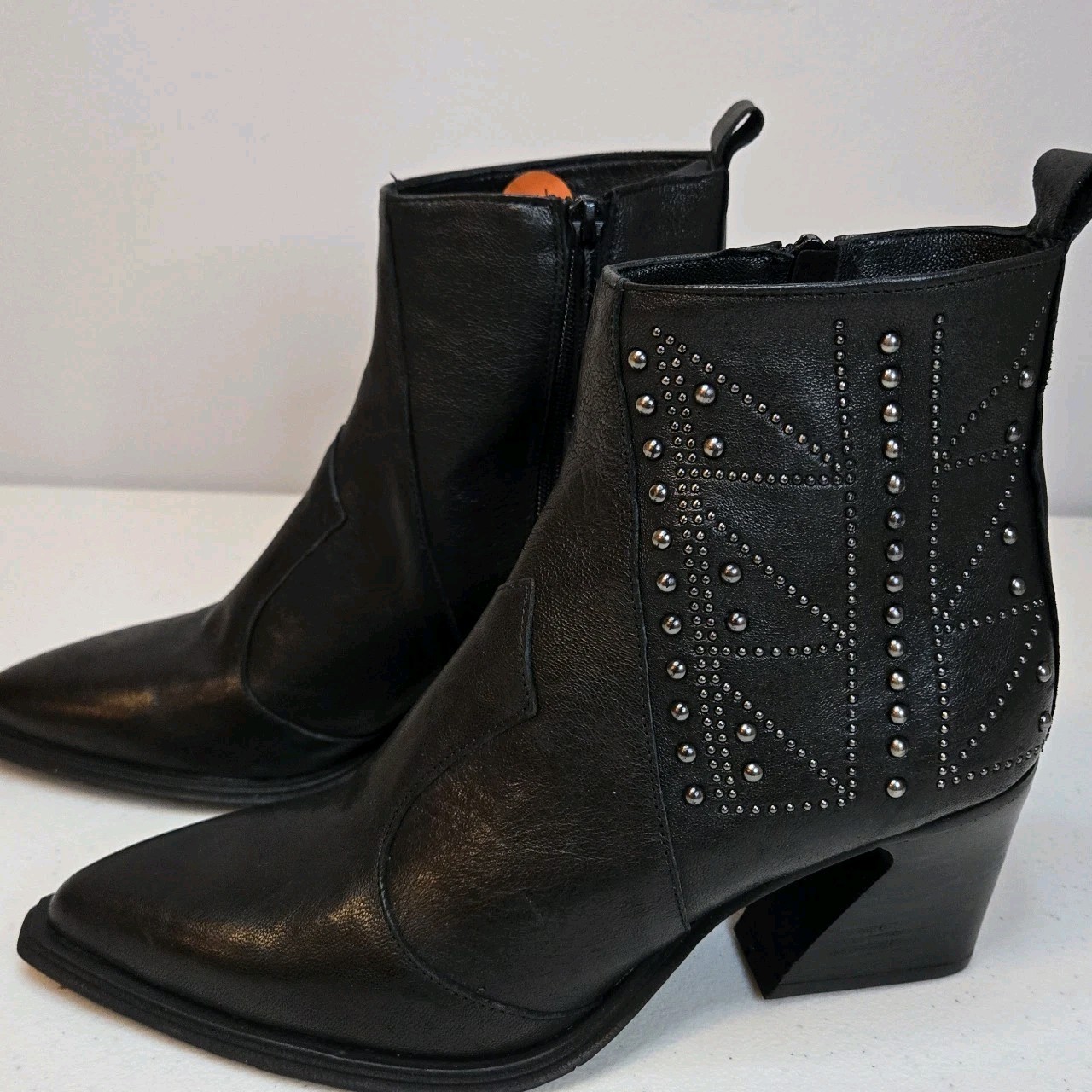 Studded Leather Boots Italy Emanuele Crasto Sz9.5 LEATHER ZIP Goth Steampunk NEW
