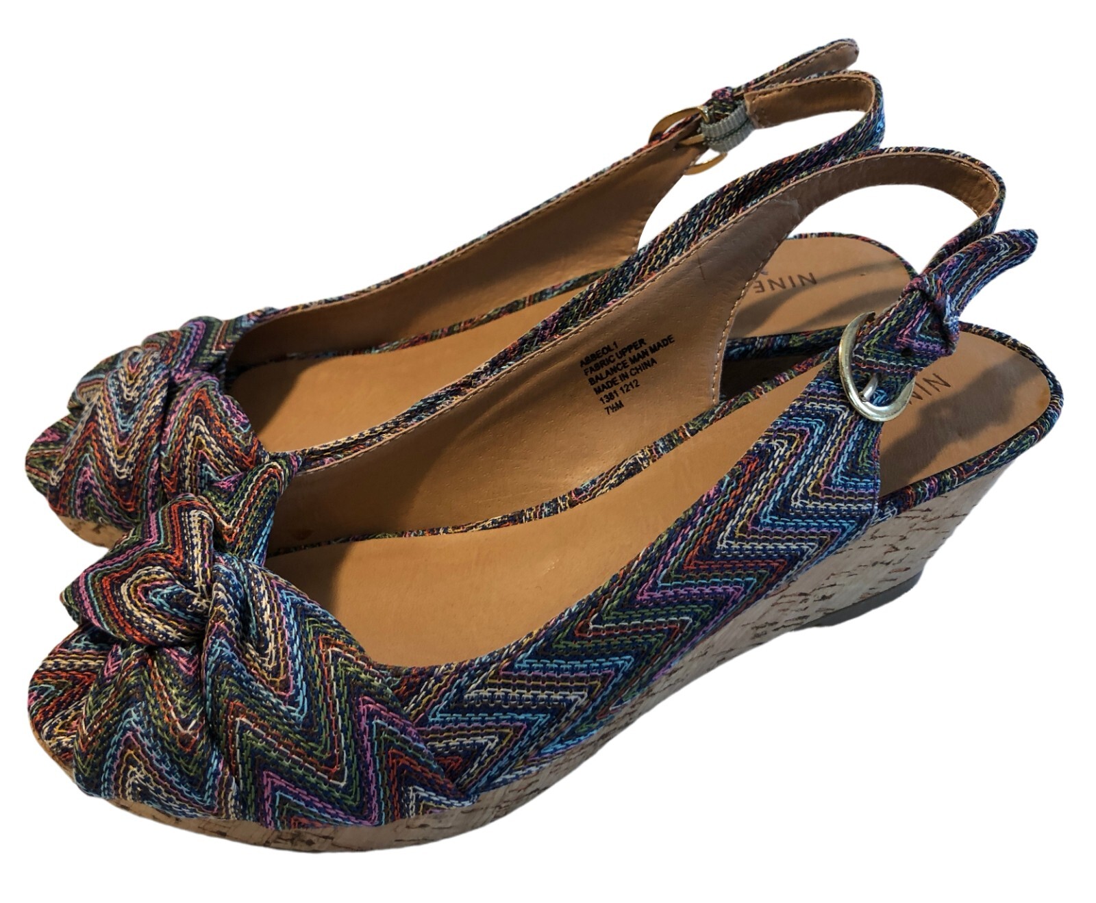 NEW Nine West ABBE Boho Cork Wedge Sandal Sz 7.5M NWOT Woven Hippie