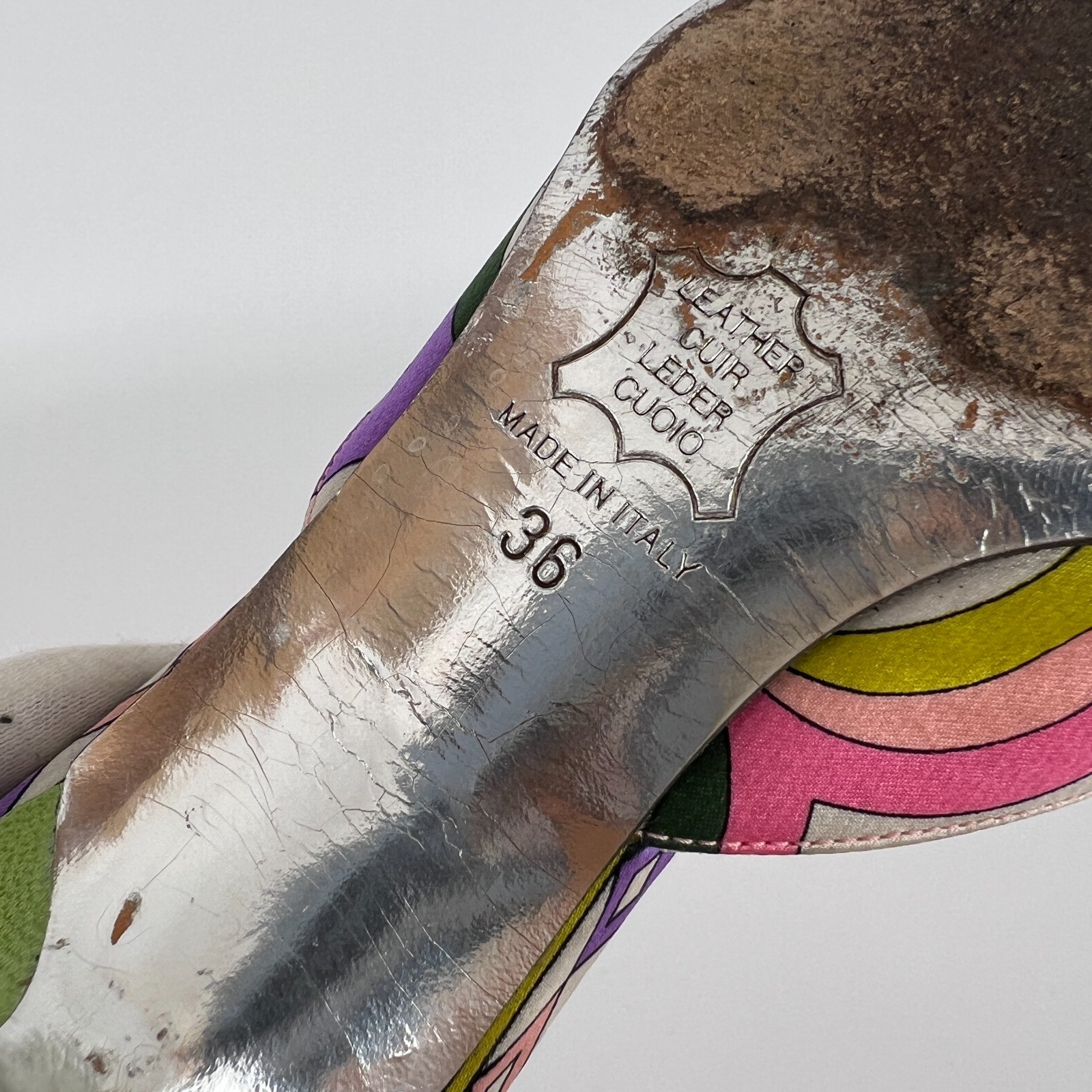 Pucci | Auth Vint Sphere Hardware Multicolor Yellow Pink Kitten Heel Mules (36)