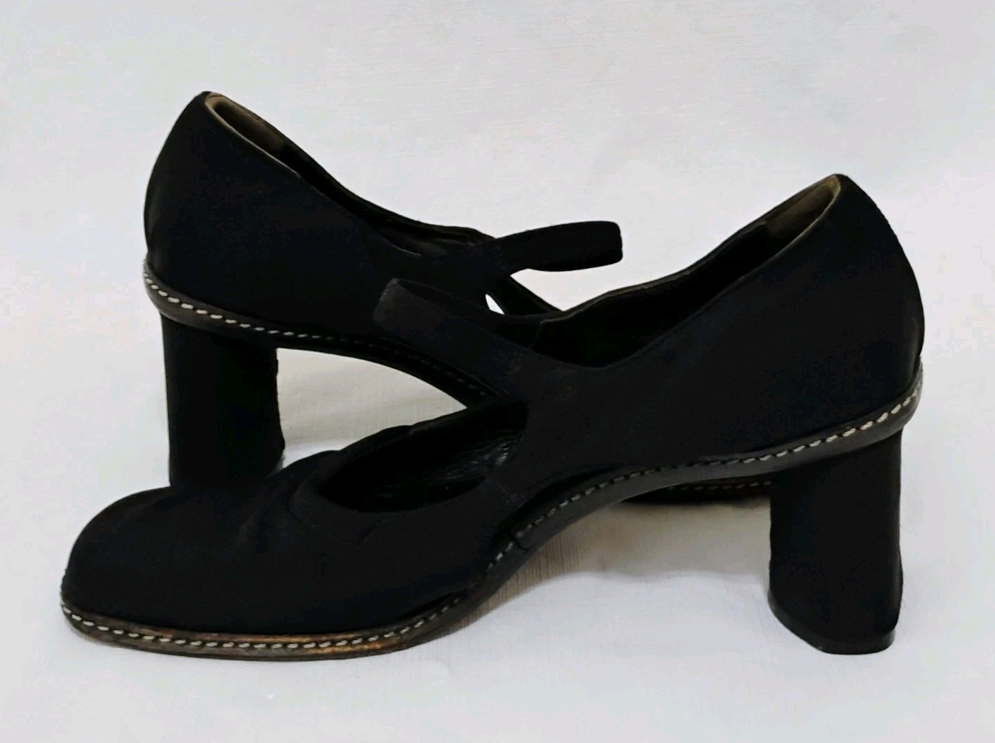 Women’s Goffredo Fantini Black Square Toe Block Satin Heels Size EU 36/US 5.5