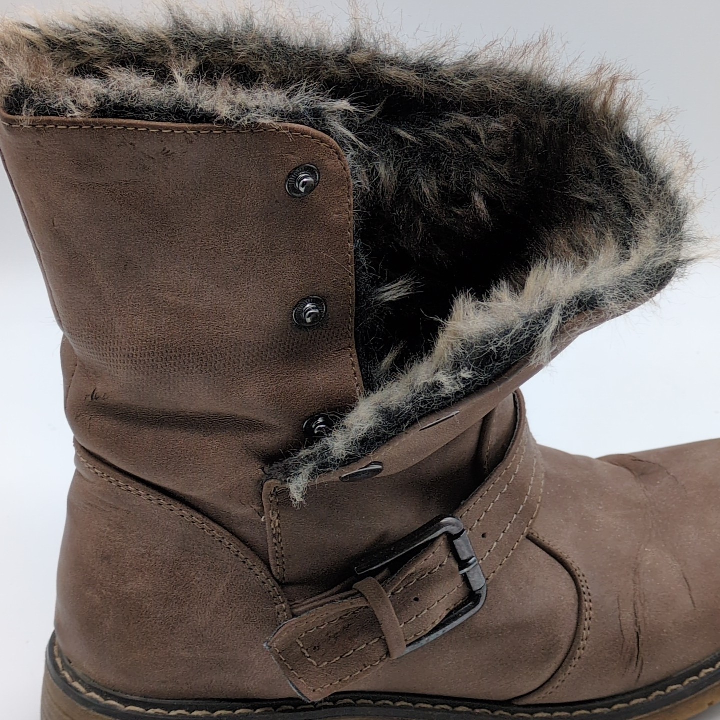 Patrizia by Spring Step Shoes Womens Brown EUR 40 Fur Lined Winter Boots Snaps