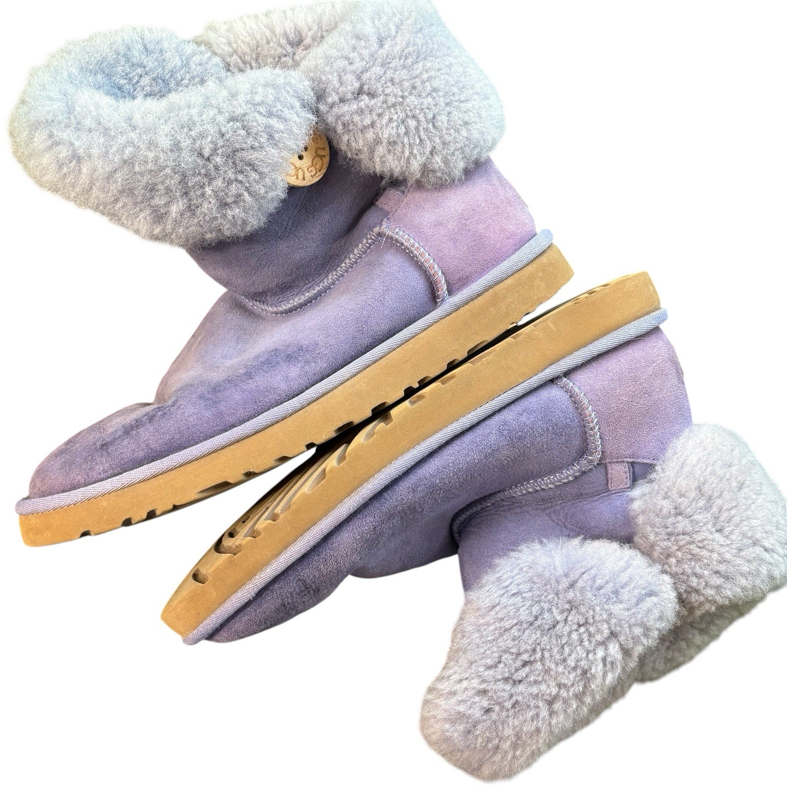 UGG Australia Bailey Button 5803 Periwinkle Purple Suede Sheepskin Boots WMN 8