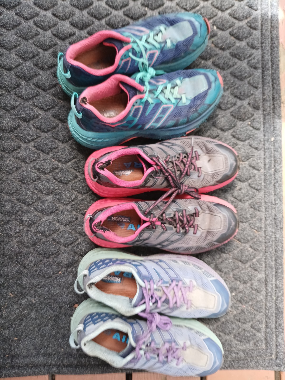 3 pairs Hoka Speedgoat 4 Womens Size 9 (2) 9.5 Trail Running Distance Trainer