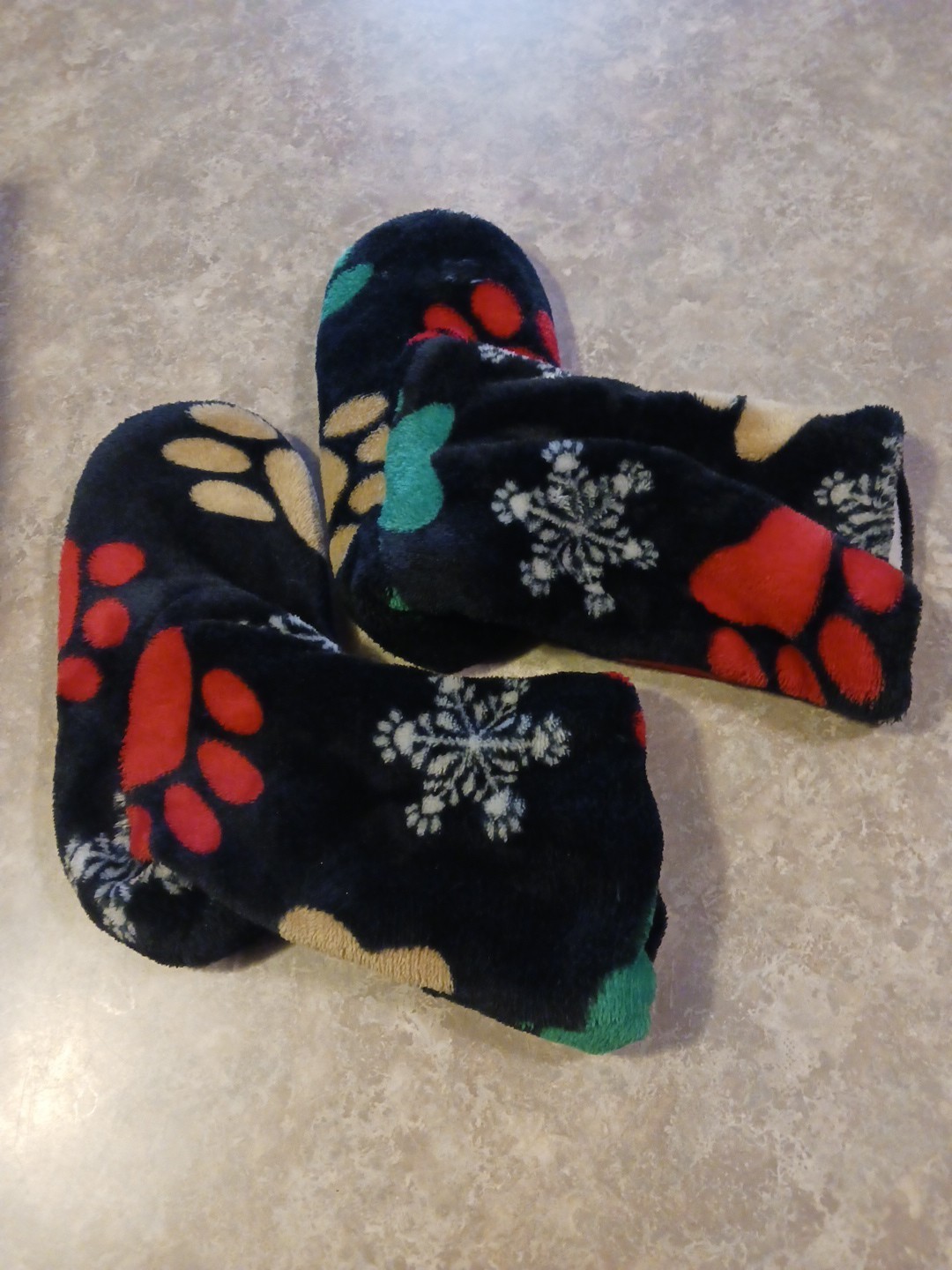Colorful Paw Print Slippers Non-Slip paw print tread M/L