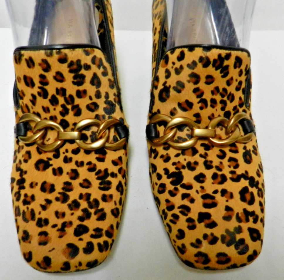 Via Spiga pony hair fur leather animal leopard block heels pumps NEW Size Sz 8