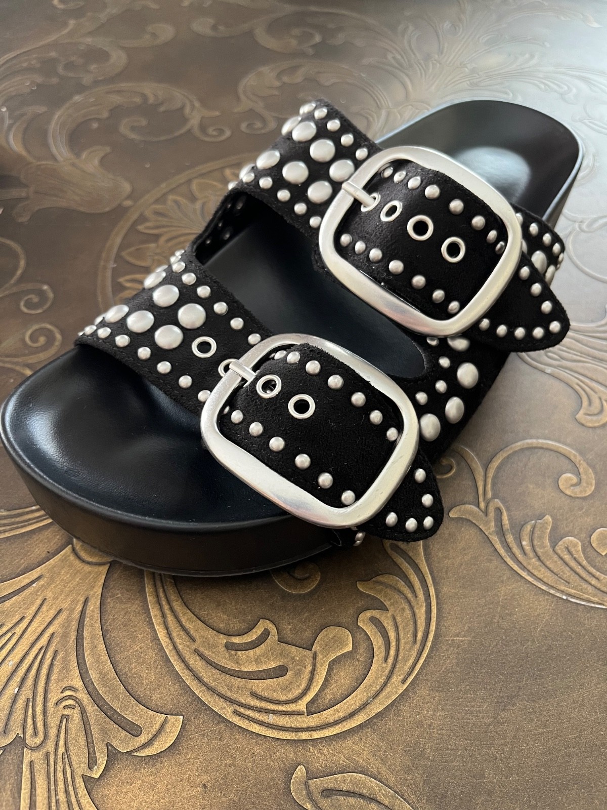 Nine West Women’s Flinne Sandals Black Size 6M Adjustable Summer Slides
