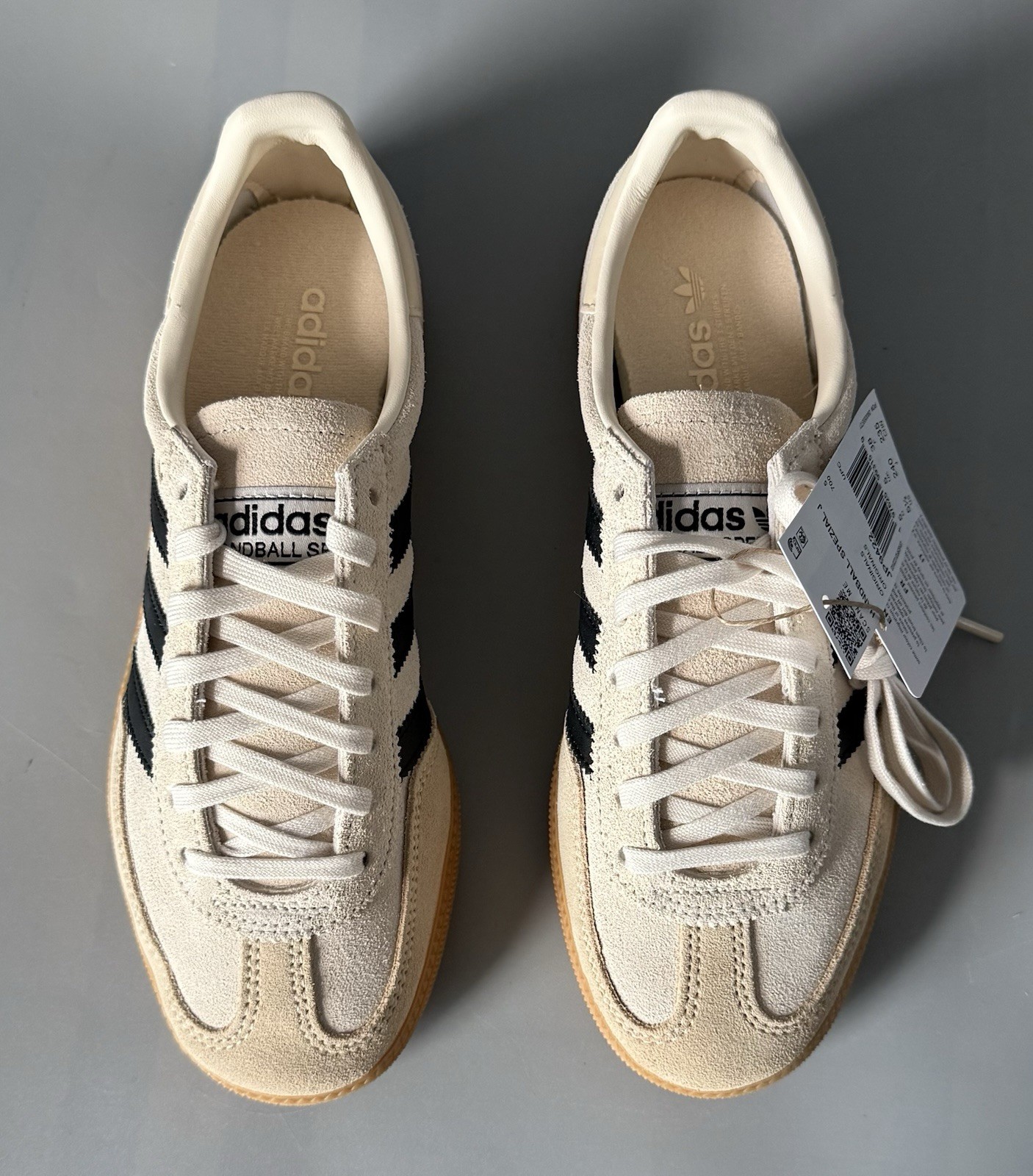 Adidas Handball Spezial J Sneakers Beige/White/Black/Gum Women 5.5 — New w/ Box