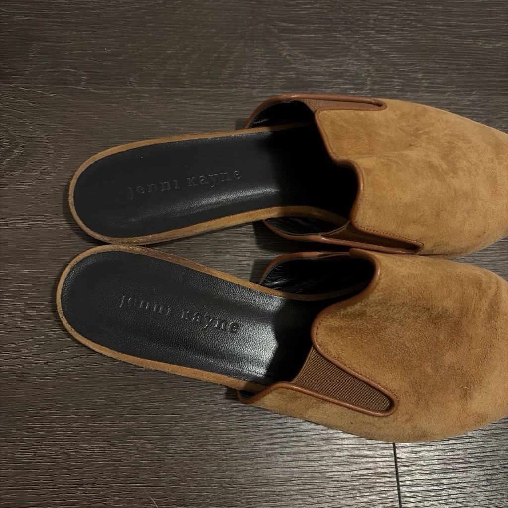 Jenni Kayne Brown Suede Pointed Toe Slide Slip-On Flat Mules Womens 7