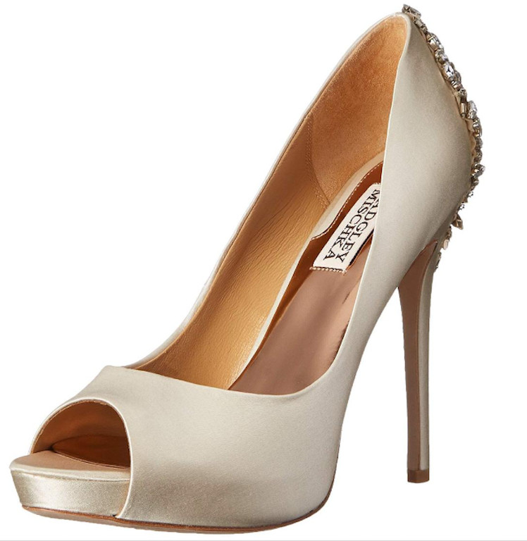 BADGLEY MISCHKA Womens Kiara Ivory Peep Toe Heels Size 7.5 Soiled