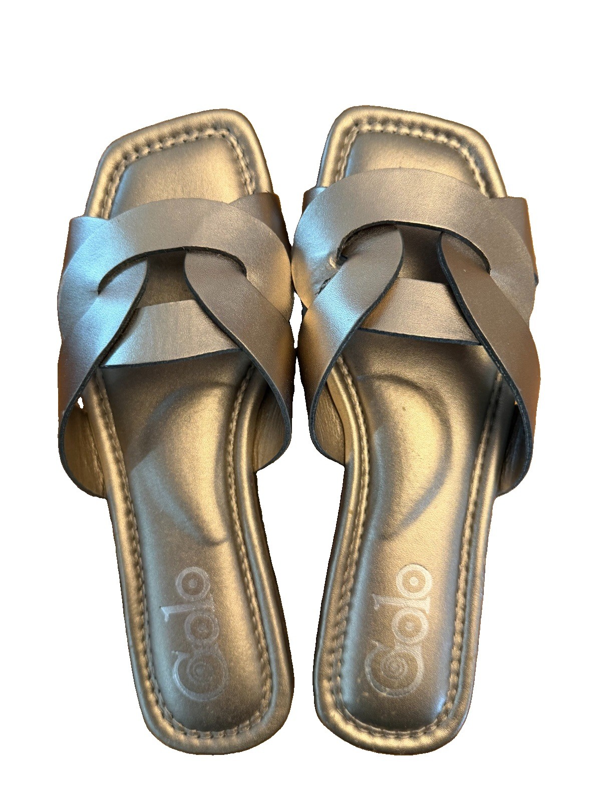 Golo Women’s Slides “Cheerio” Metallic Gray Sz 8 New Never Worn Classy Chic deal
