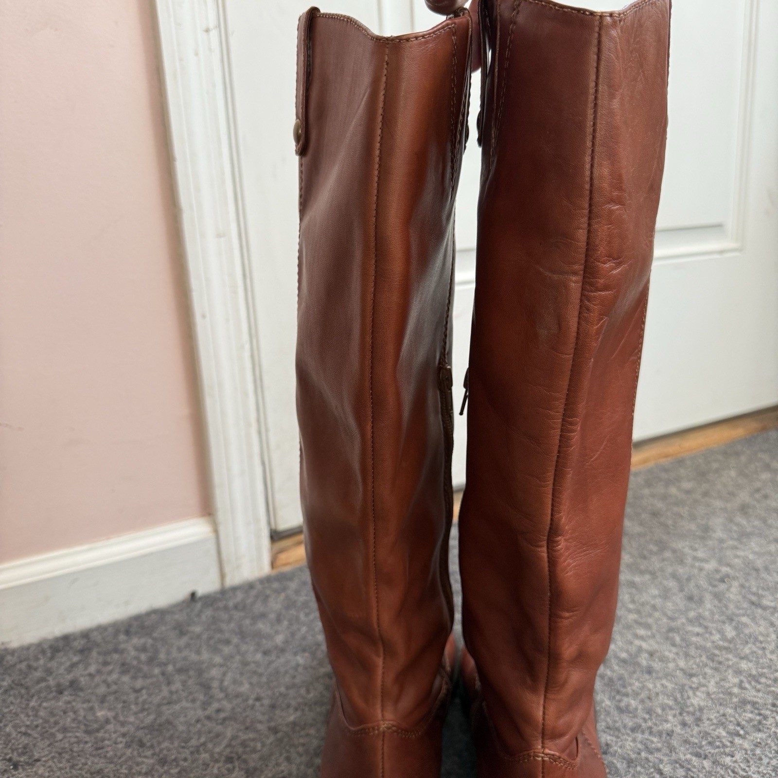 I.N.C. International Concepts Fawne Leather Tall Riding Boots Cognac Brown Sz 11