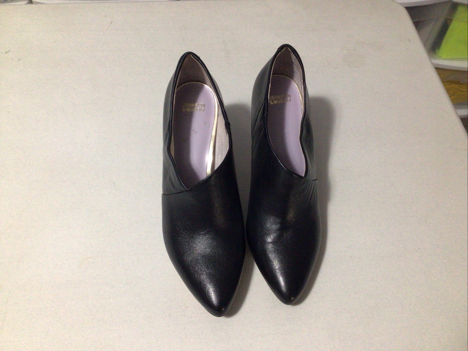 Johnston &Murphy Black Leather Pointed Toe Bootie Slip On Shoes 9.5 M