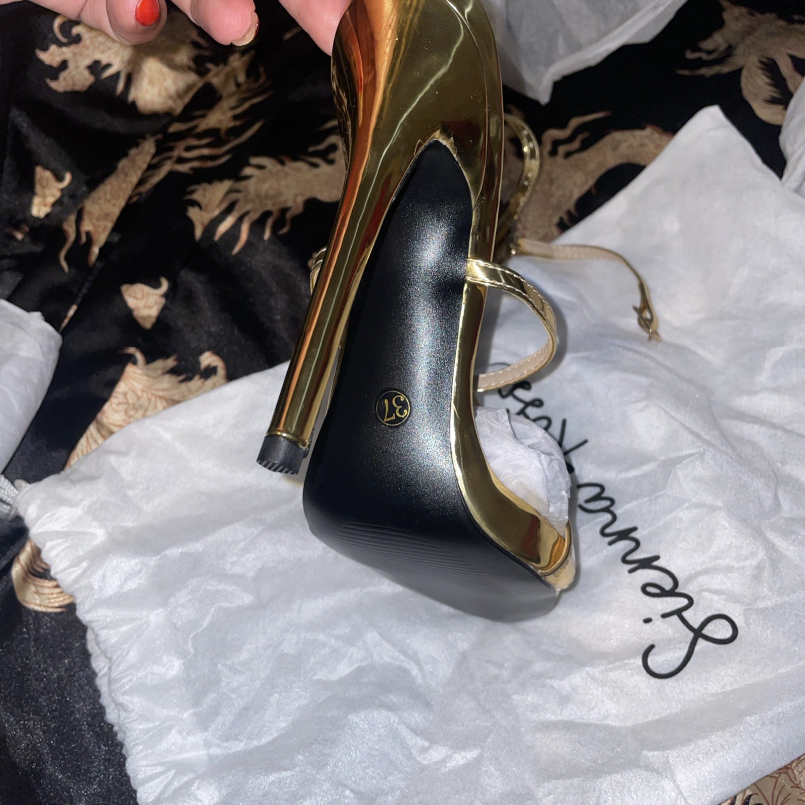 Sienna Rossi Pia Rhinestone Scorpion Strap Sandals In Gold