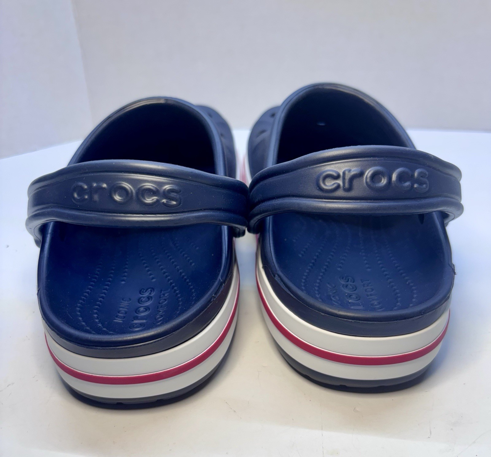 Crocs Bayaband Clog Slip-On Sandals Waterproof Women’s 10 Mens 8 Blue White Red