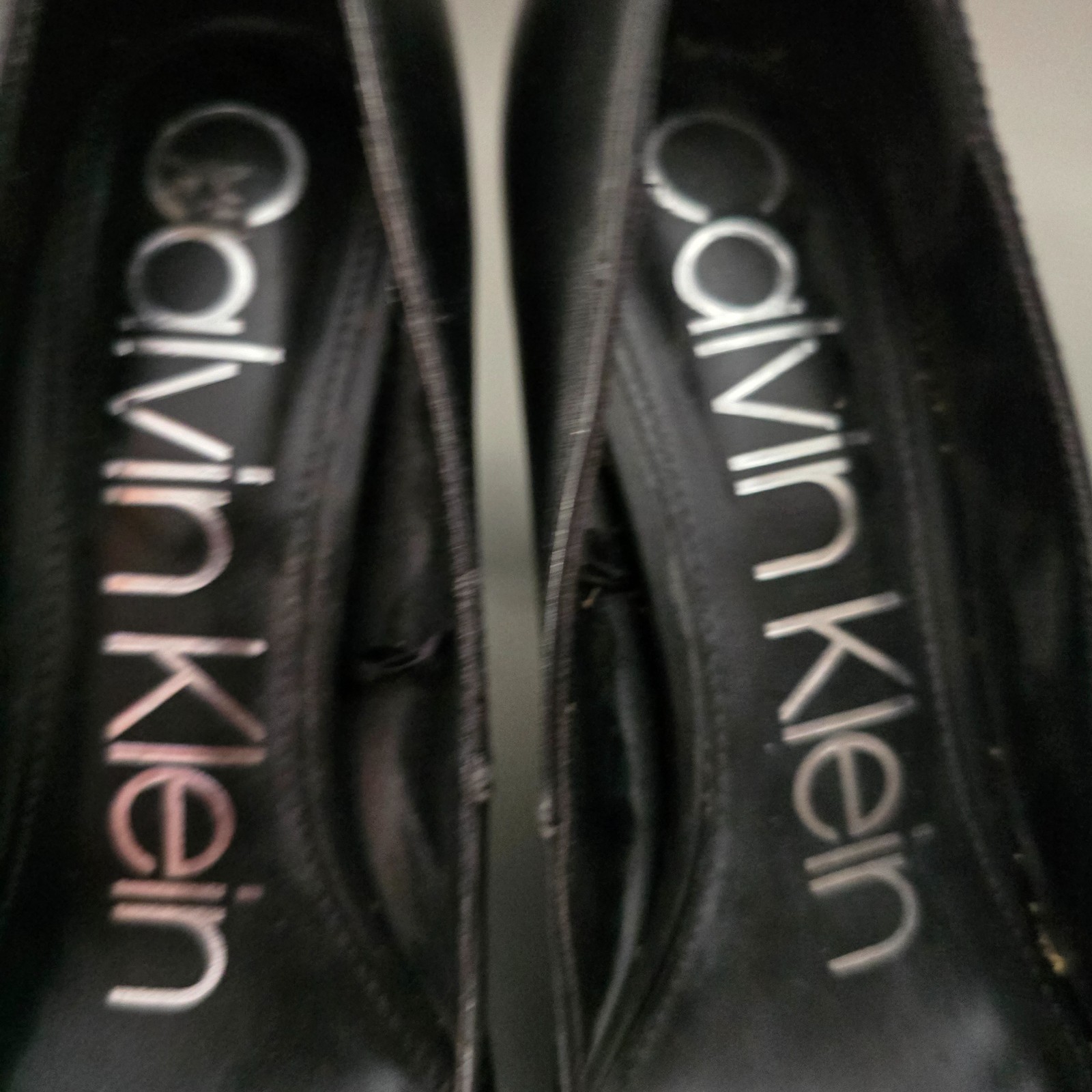 Calvin Klein Block Heel Sz 6M 3.25 in. Heel Black Faux Leather Pumps Col. Black