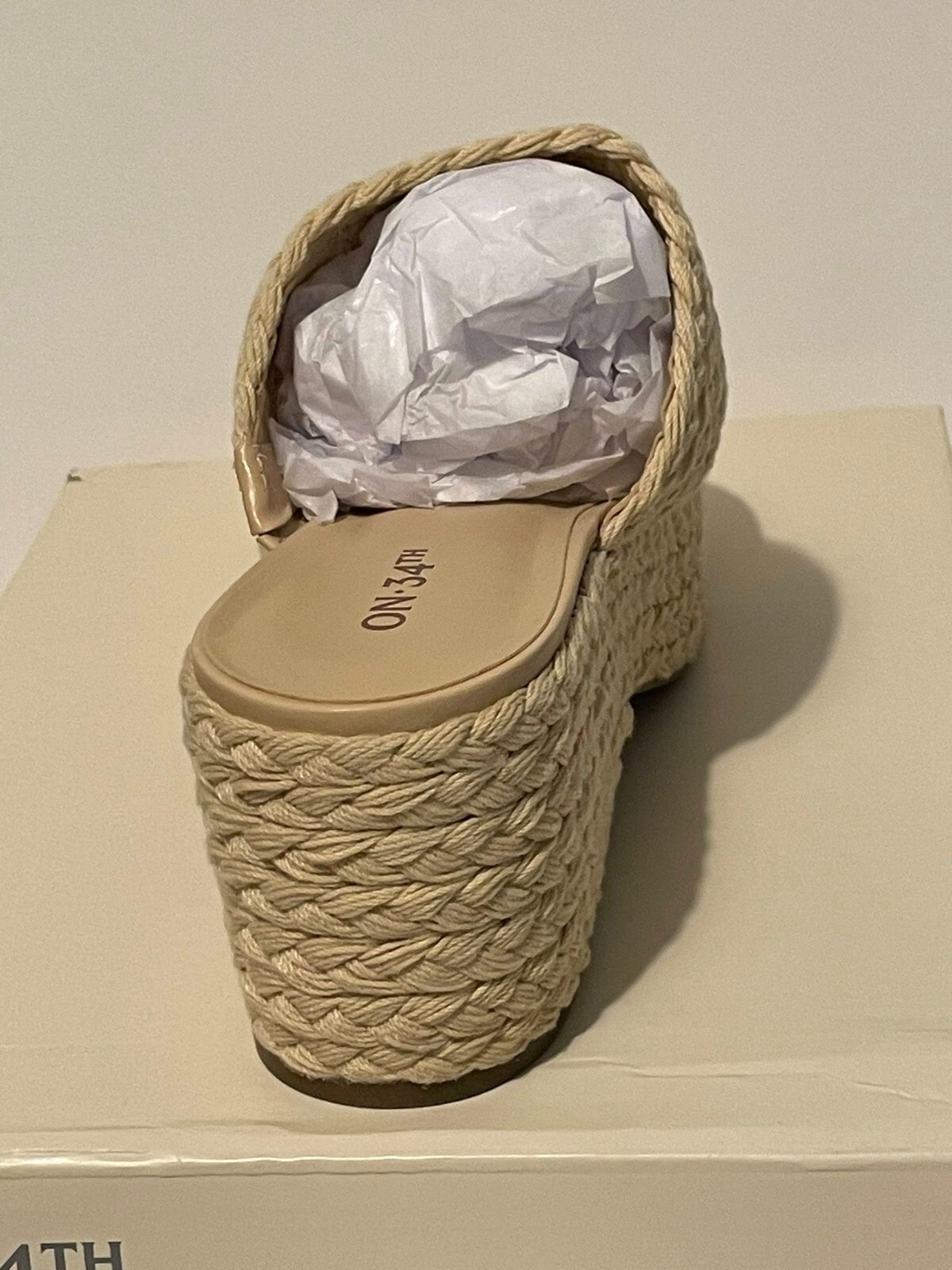 On 34th Women’s Size 12M Norinarf Natural Beige Platform Slide Sandals New