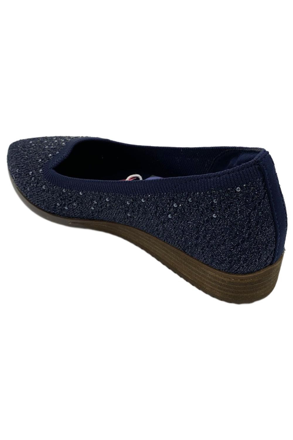 Skechers Women’s Cleo Sawdust Sparkle Knit Skimmers Twinkle Black