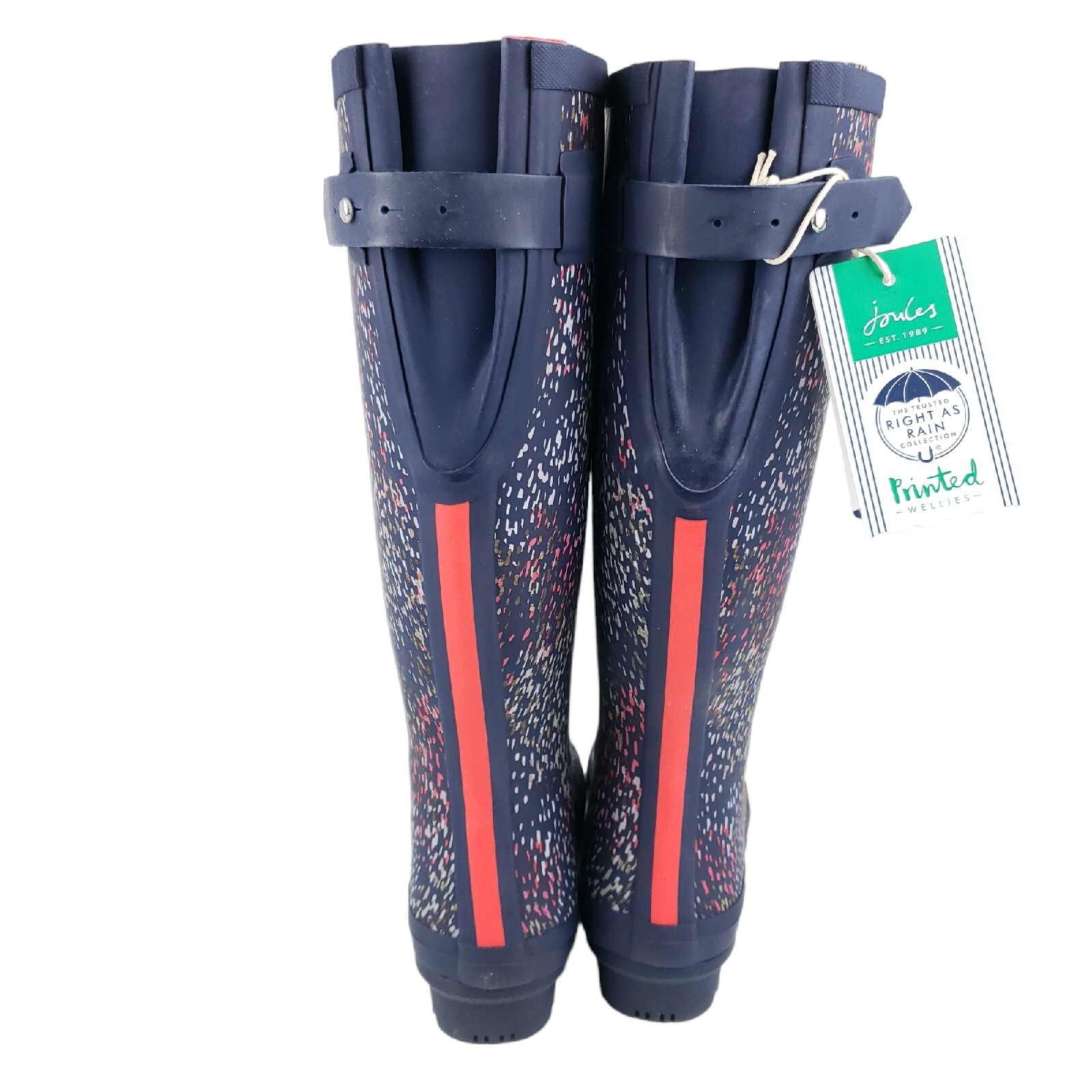 NWT JOULES Welly Print Tall Rain Boots NAVY RAIN Size 37 – US 6