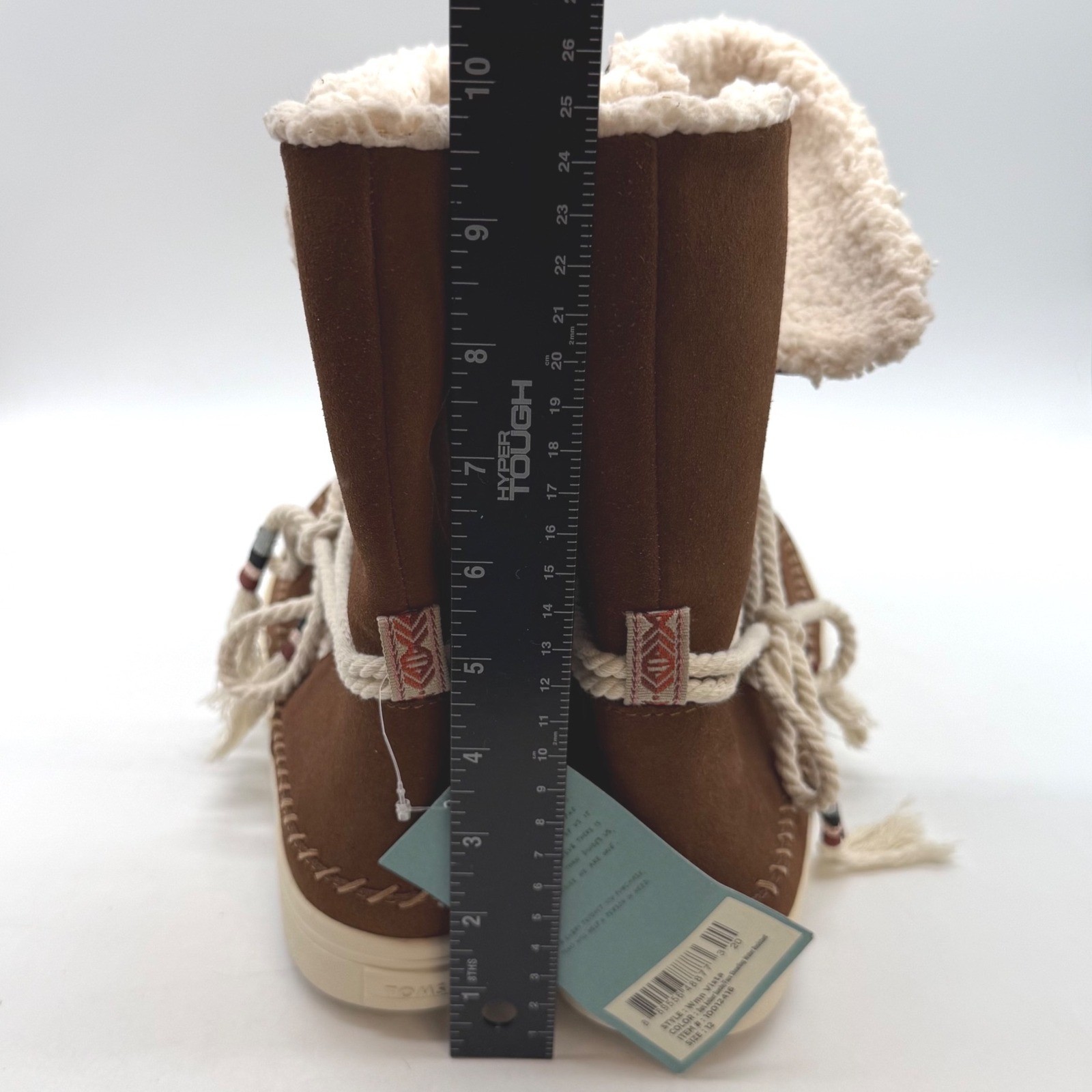 TOMS Vista Dark Amber Suede Faux Shearling Water Resistant Boots Womens 12 NEW