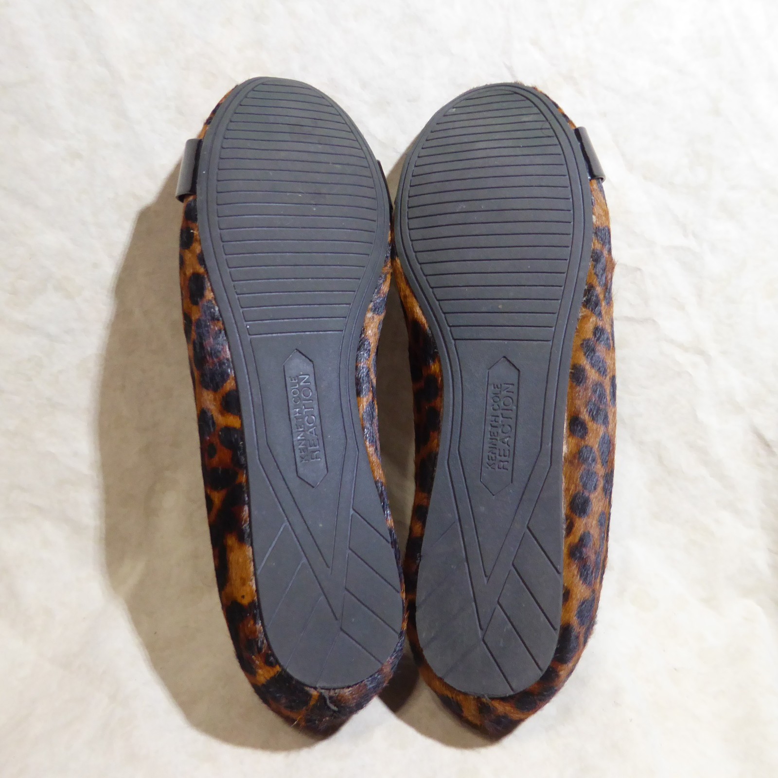 🥿 Kenneth Cole Reaction Ballet Flats sz 9.5 M Leopard Calf Hair; Bow Straps