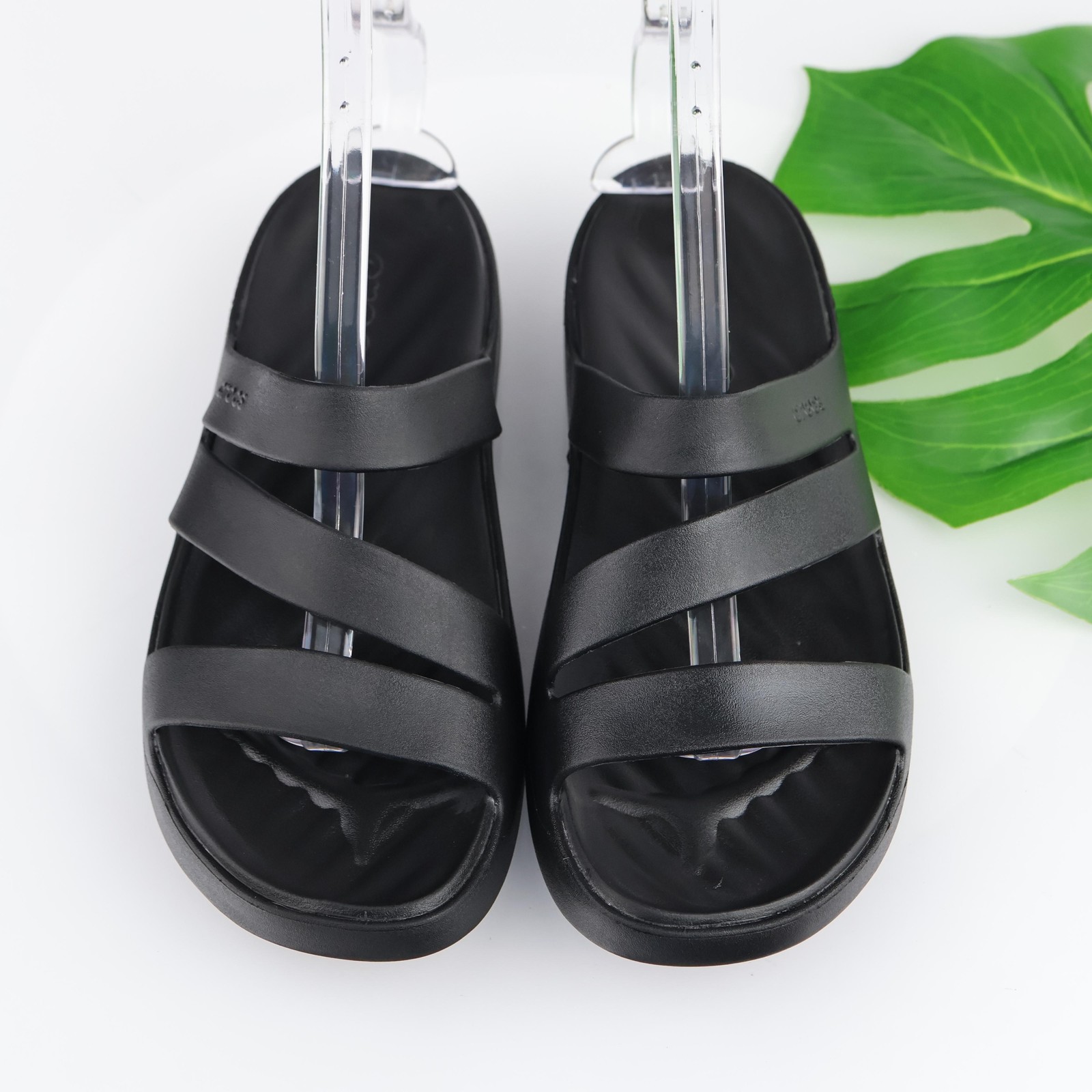 Crocs Womens Getaway Strappy Sandal Size 10 Black Slide Comfort Beach Pool Shoes