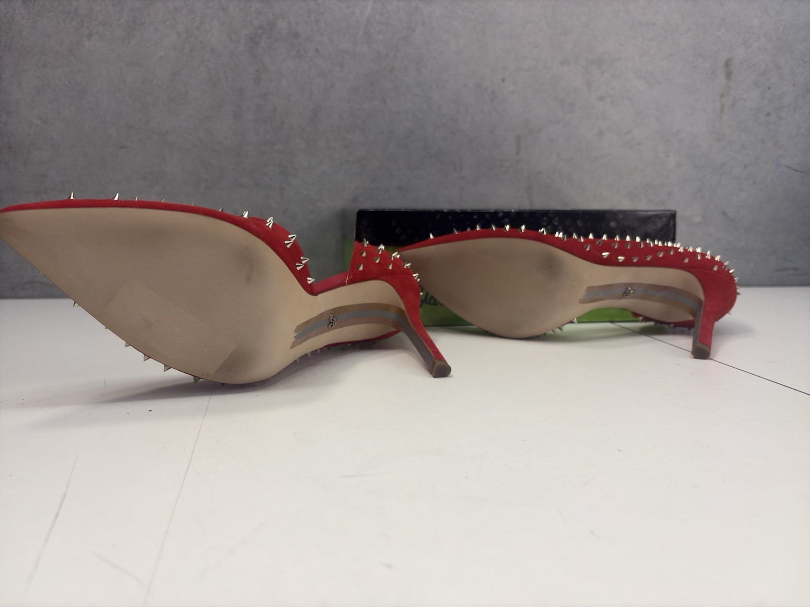 Sam Edelman Hadlee Candy Red Suede Spiked Pointed Toe Heels Pumps Womens 10 M