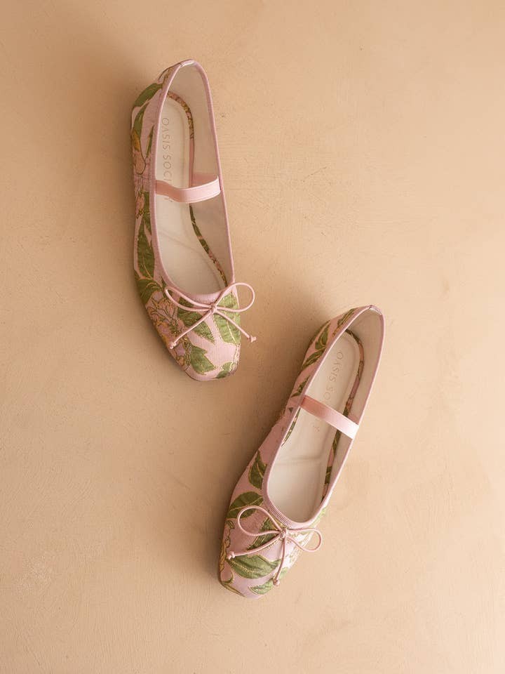 Rose Garden Floral Jacquard Tapestry Mary Jane Flats – Oasis Society