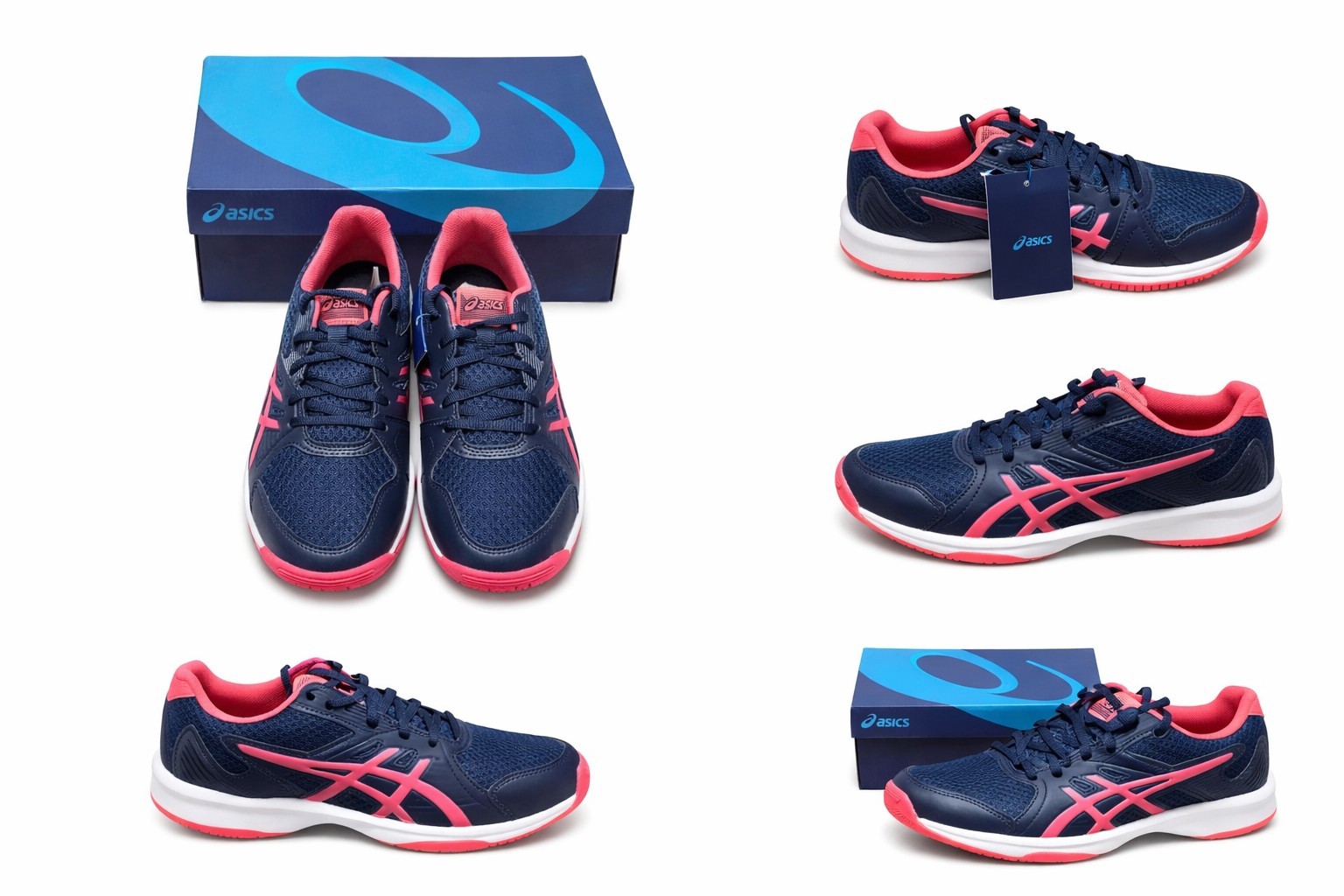 ASICS Upcourt Peacoat/Pink Cameo Lace-Up Sneakers Women’s Low Top 1072A012-407