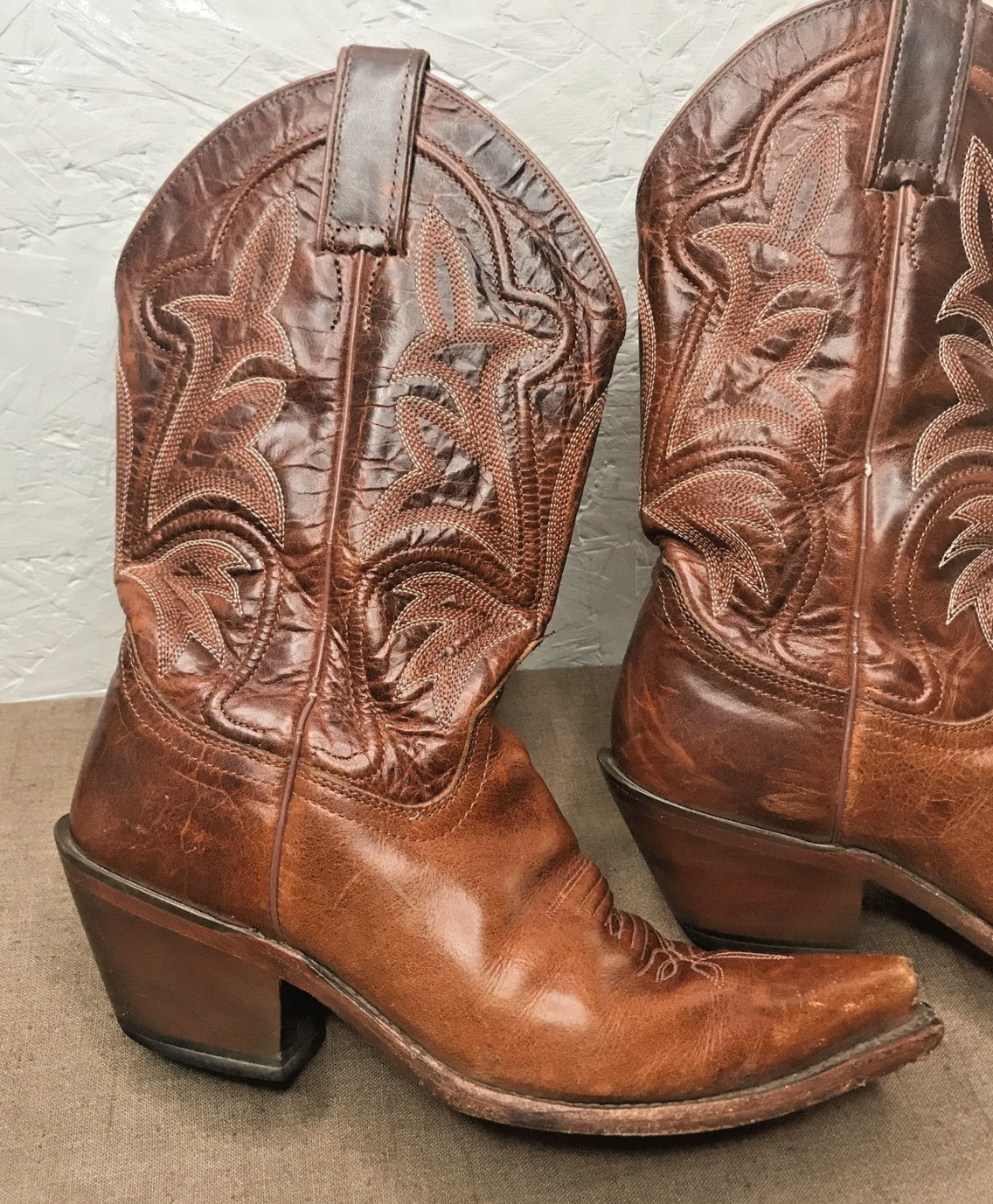 *Read Justin Saddle Torino Women’s 8B Snip Toe Cowboy Boots Brown Leather L4300