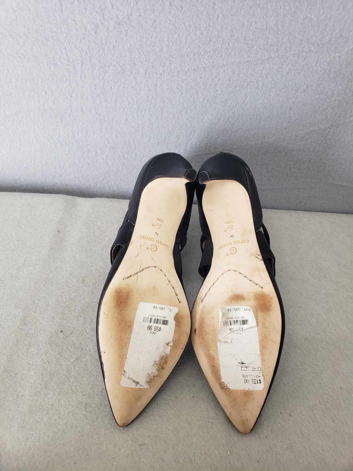 Corso Como Womens Stiletto 10M Black Pointed Toe Dress Heels Zipper Strap Shoes
