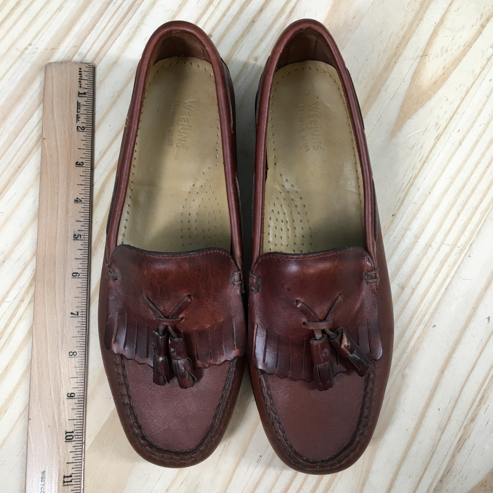 GH Bass Weejuns Jaclyn Shoes Womens 8 Wide Loafers Kiltie Tasseled Casual Brown