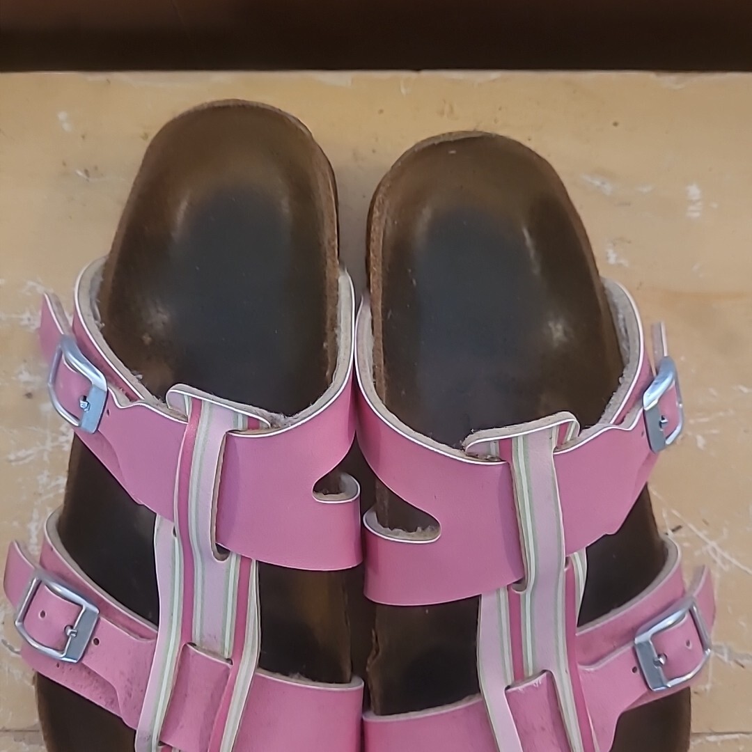 Birkis Birkenstock Women EU 36 US 5 Leather Sandals Slides Slip On Pink
