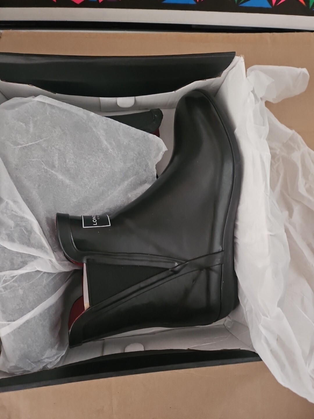 NIB London Fog Piccadilly Rain Boots, Women’s Size 8 M,SHINY black (#Trl8)