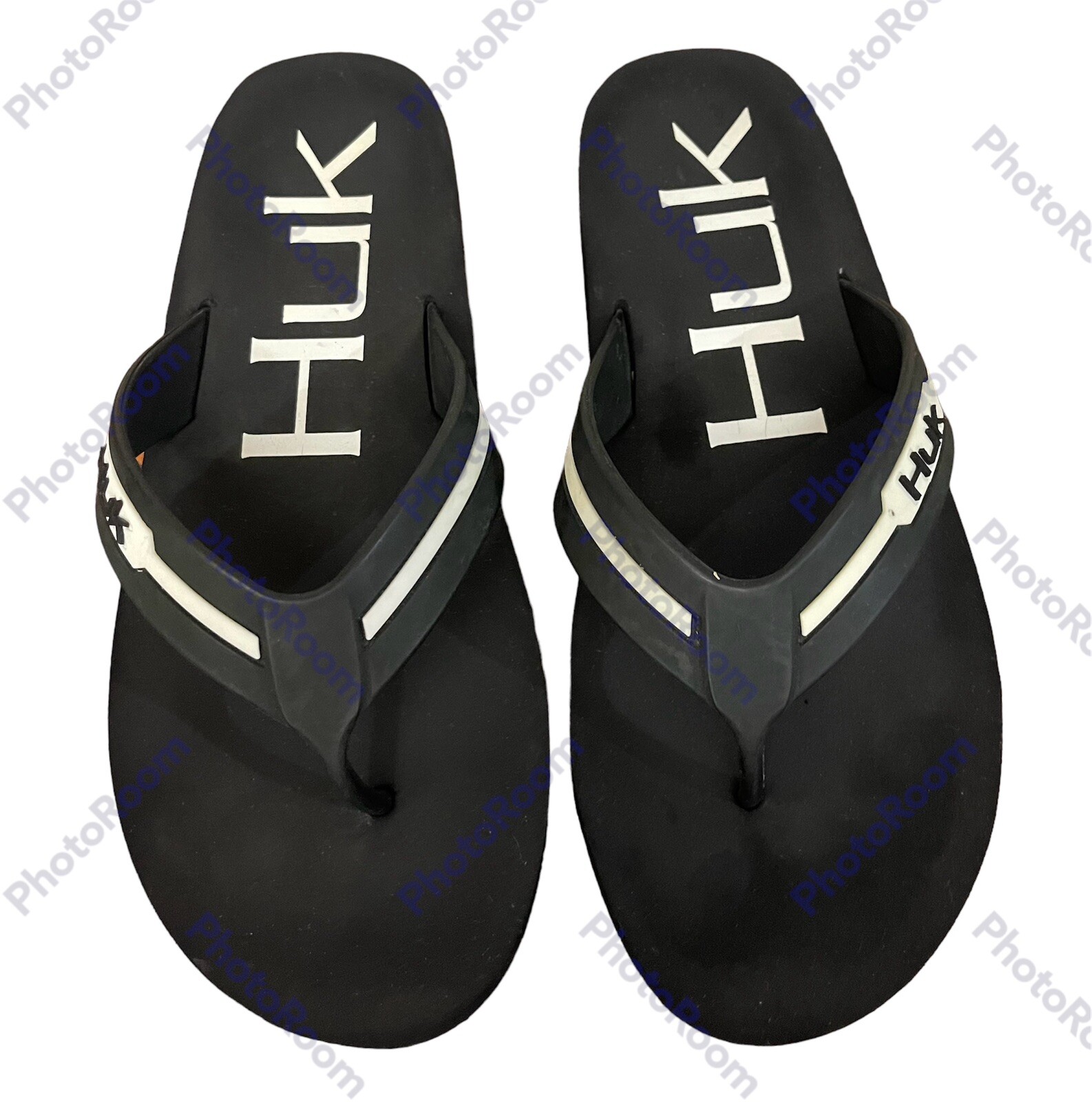 *HUK Flipster Sandles Flip Flops Black & White Mens Size 9
