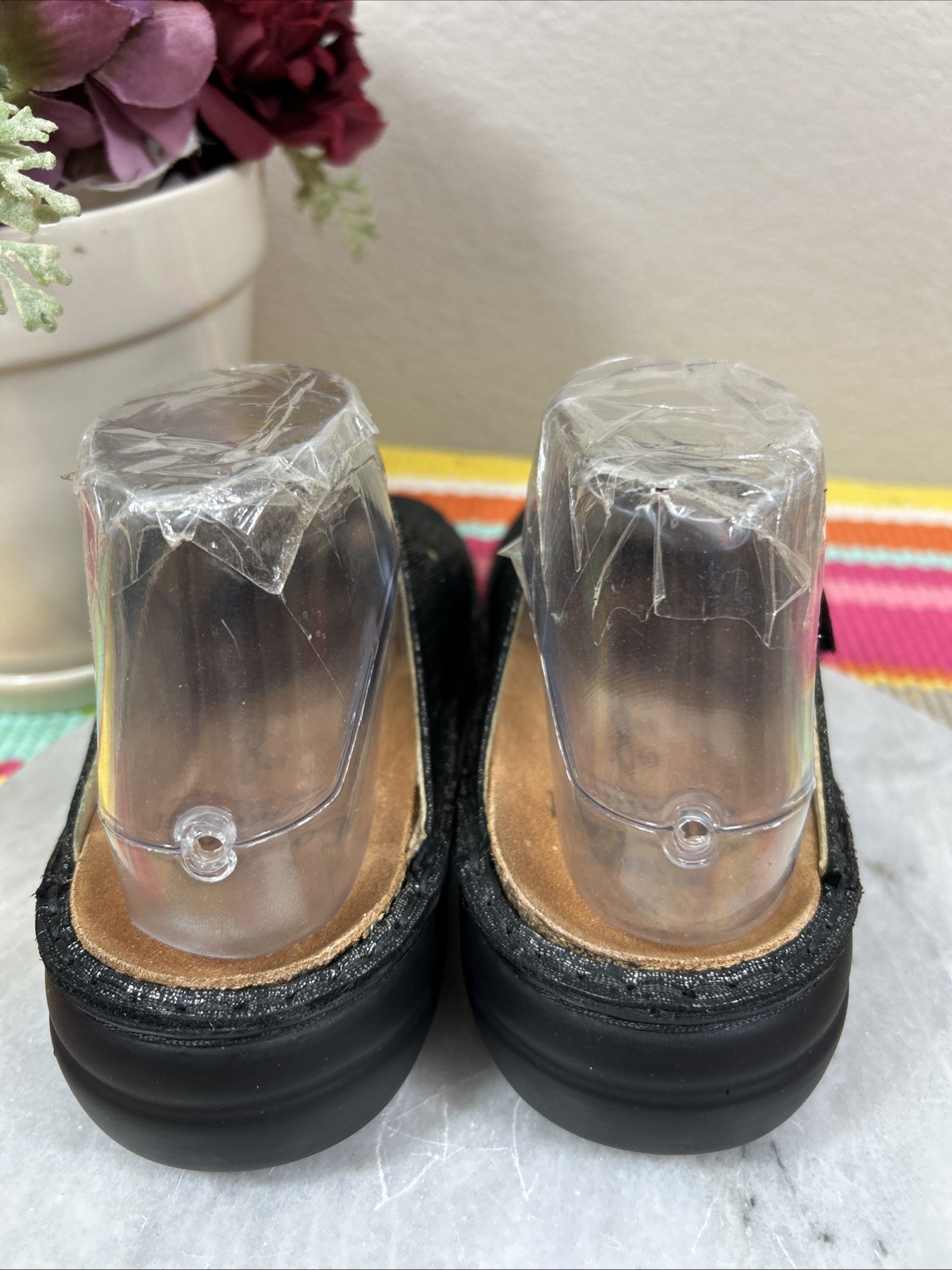 Finn Comfort Women’s Stanford Metallic Black Leather Mule Sandals EU 37 US 6-6.5