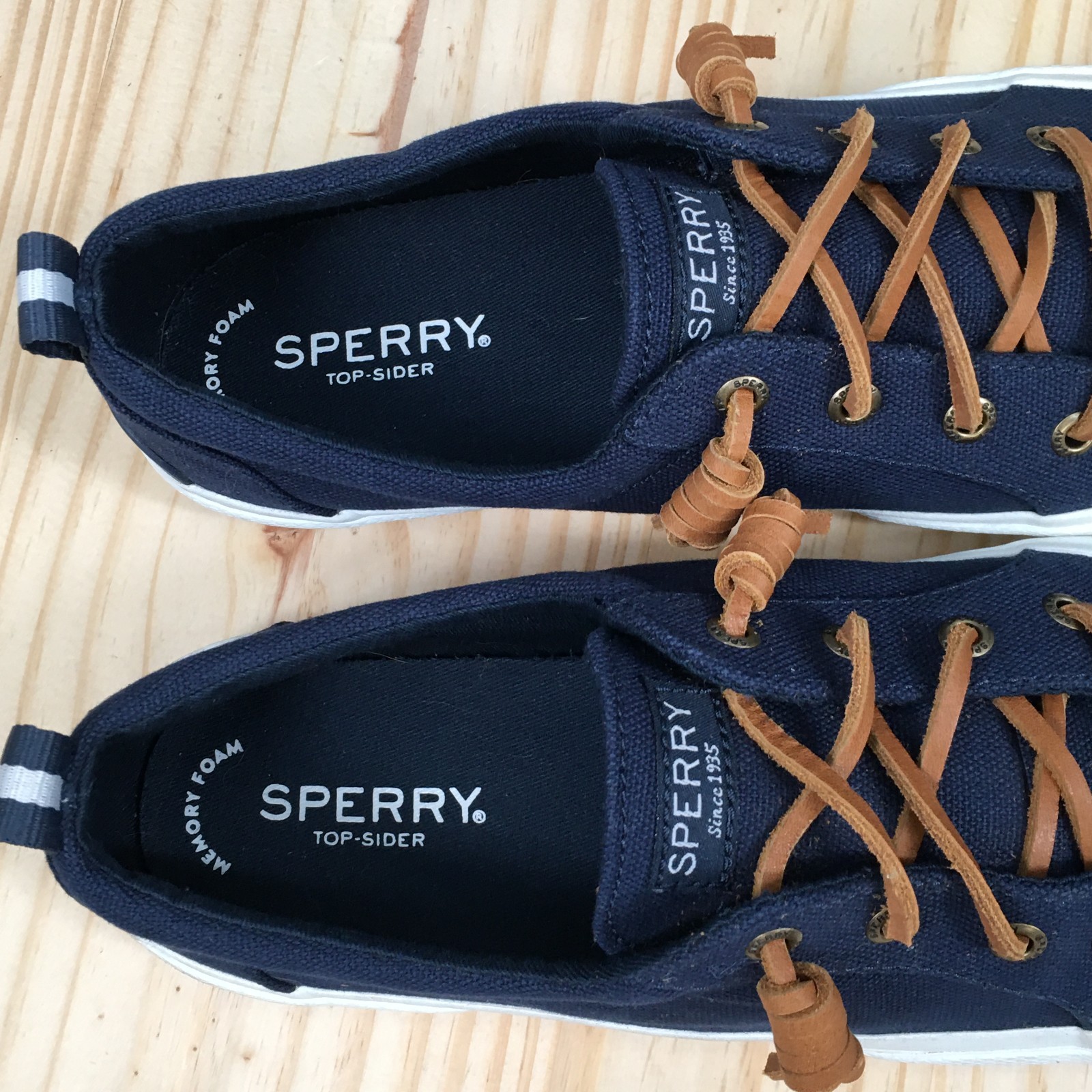 Sperry Shoes Womens 7.5 Pier Wave Sneakers Blue Canvas Lace Up Low Top STS 85104