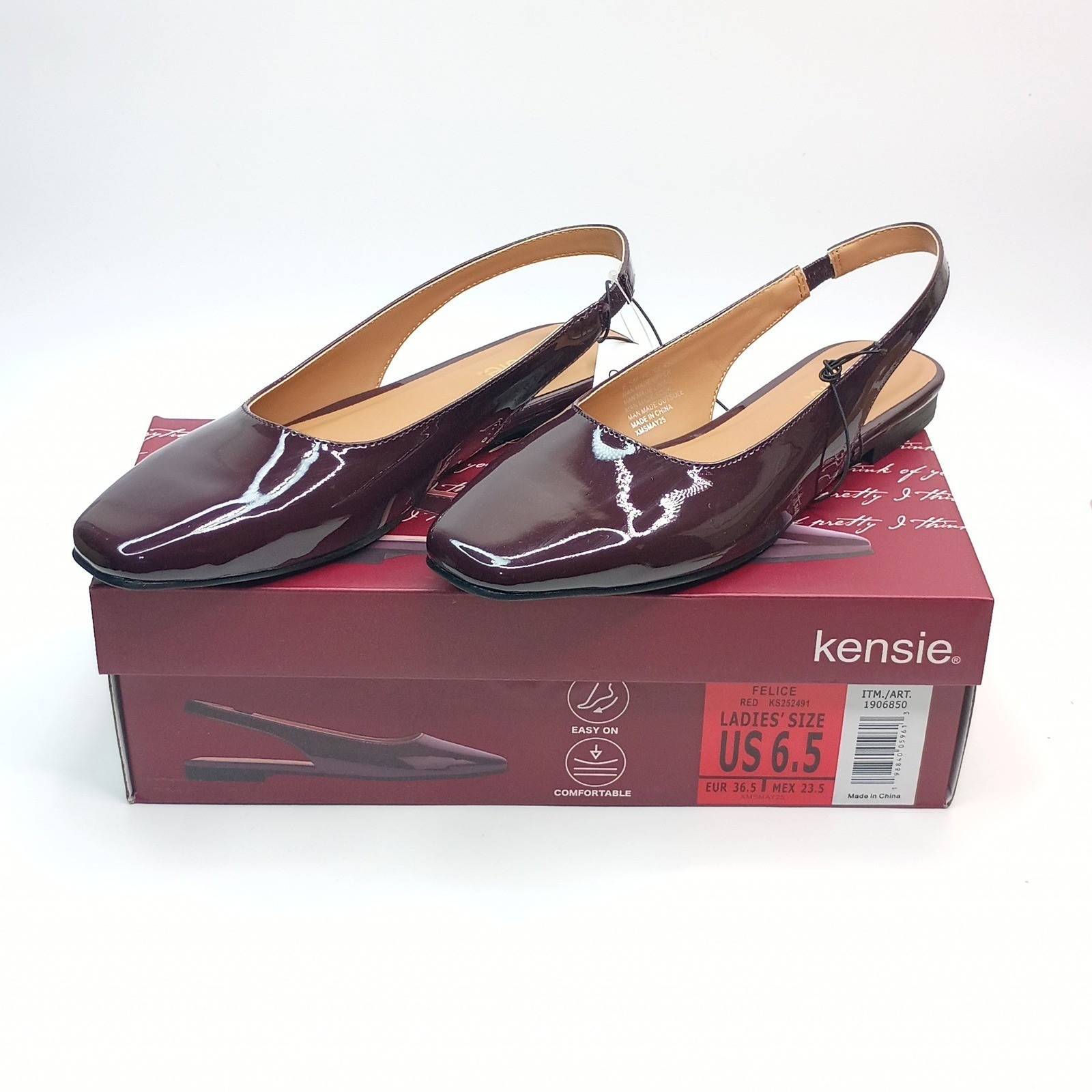 Kensie Felice Slingback Flats Women Size 7 Red Patent Leather Look