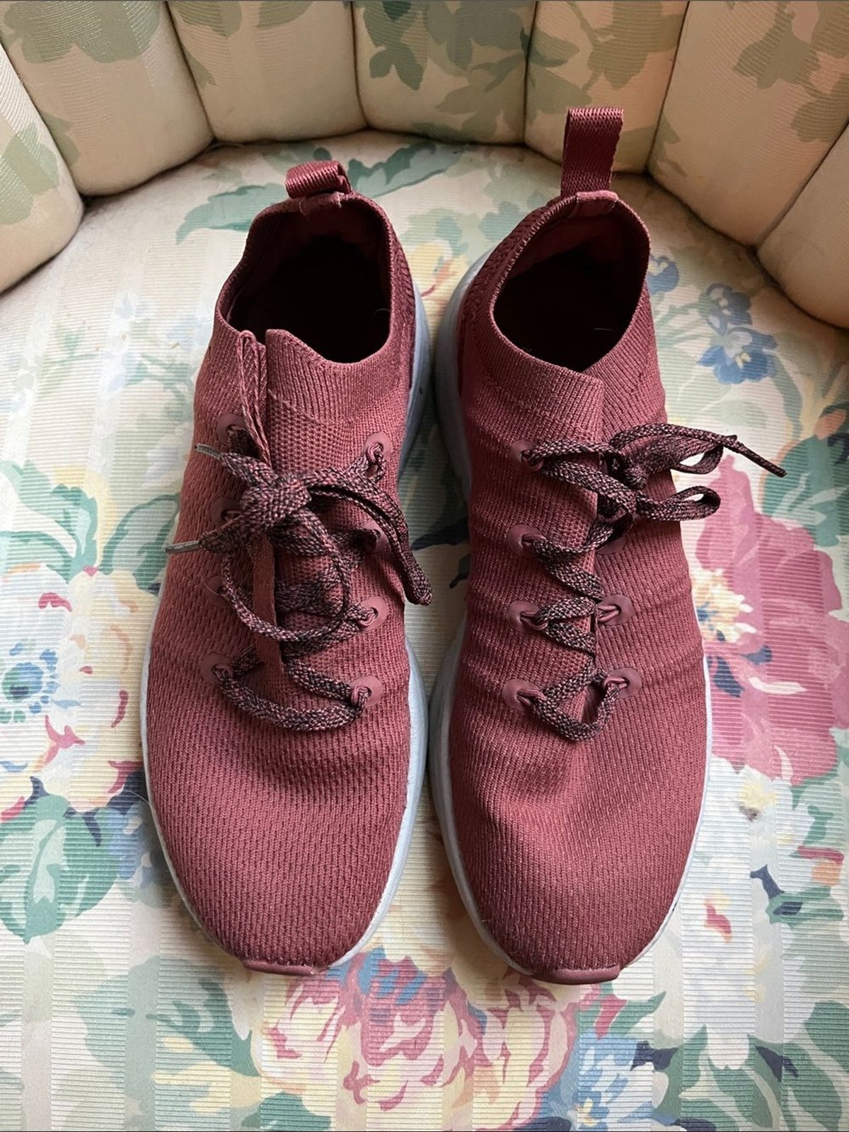 REI Women’s Knit Lace-Up Sneakers in Burgundy