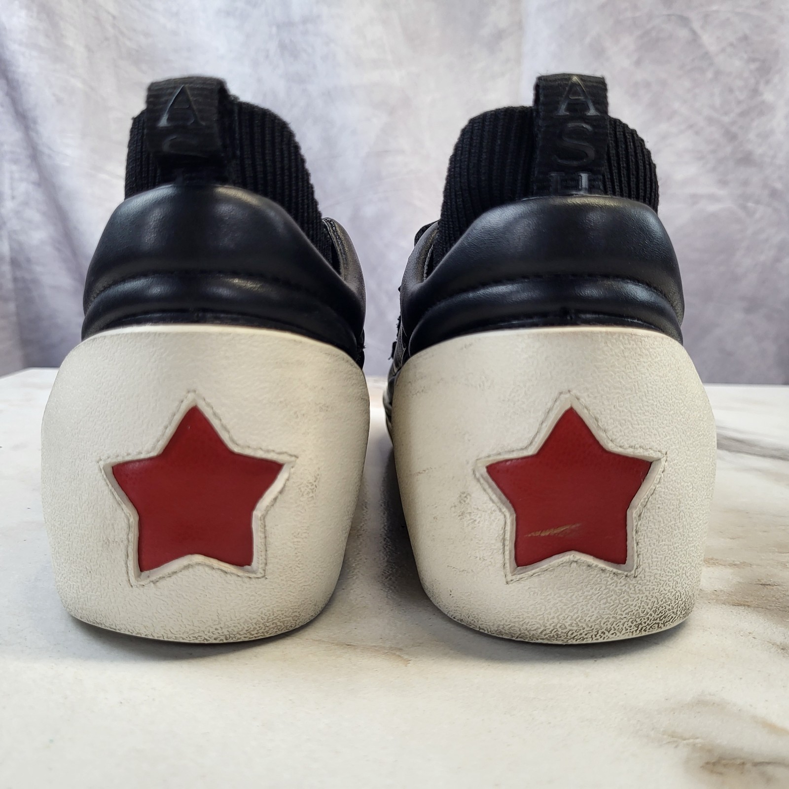 ASH Neptune sneakers Black White REd Star Strap Women’s 39/8.5-9