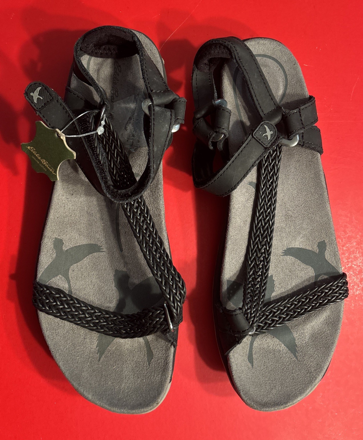 NWT EDDIE BAUER WOMEN’S 2014 GRAY & BLACK ADJUSTABLE HIKING SPORT SANDALS 8.5 M
