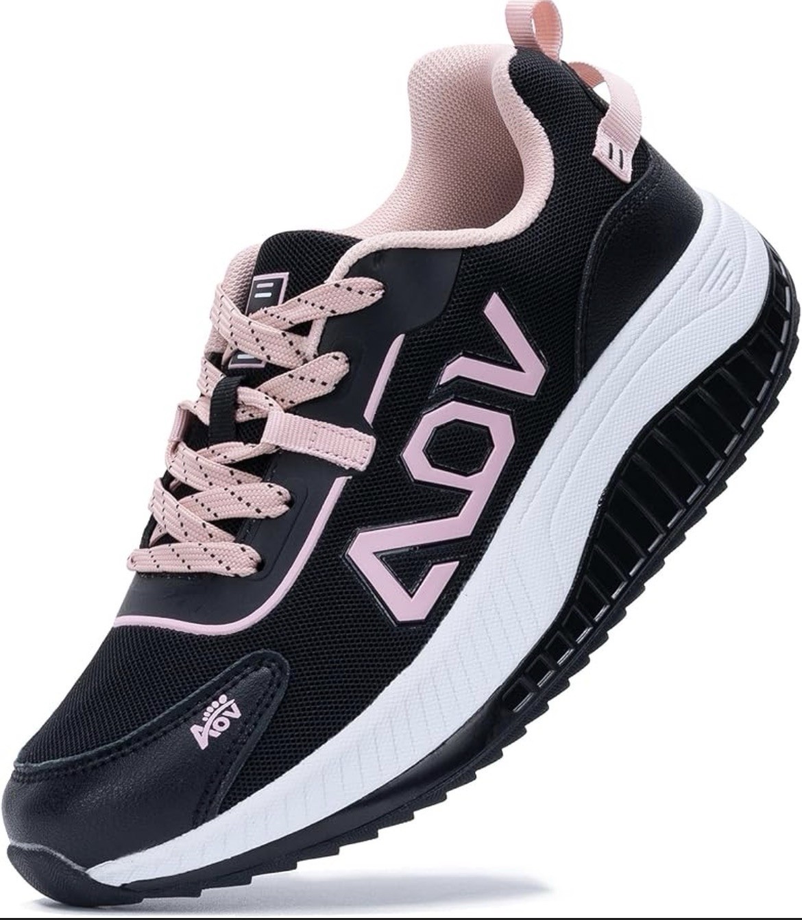 Women’s Black and Pink Sneakers With Arch Support