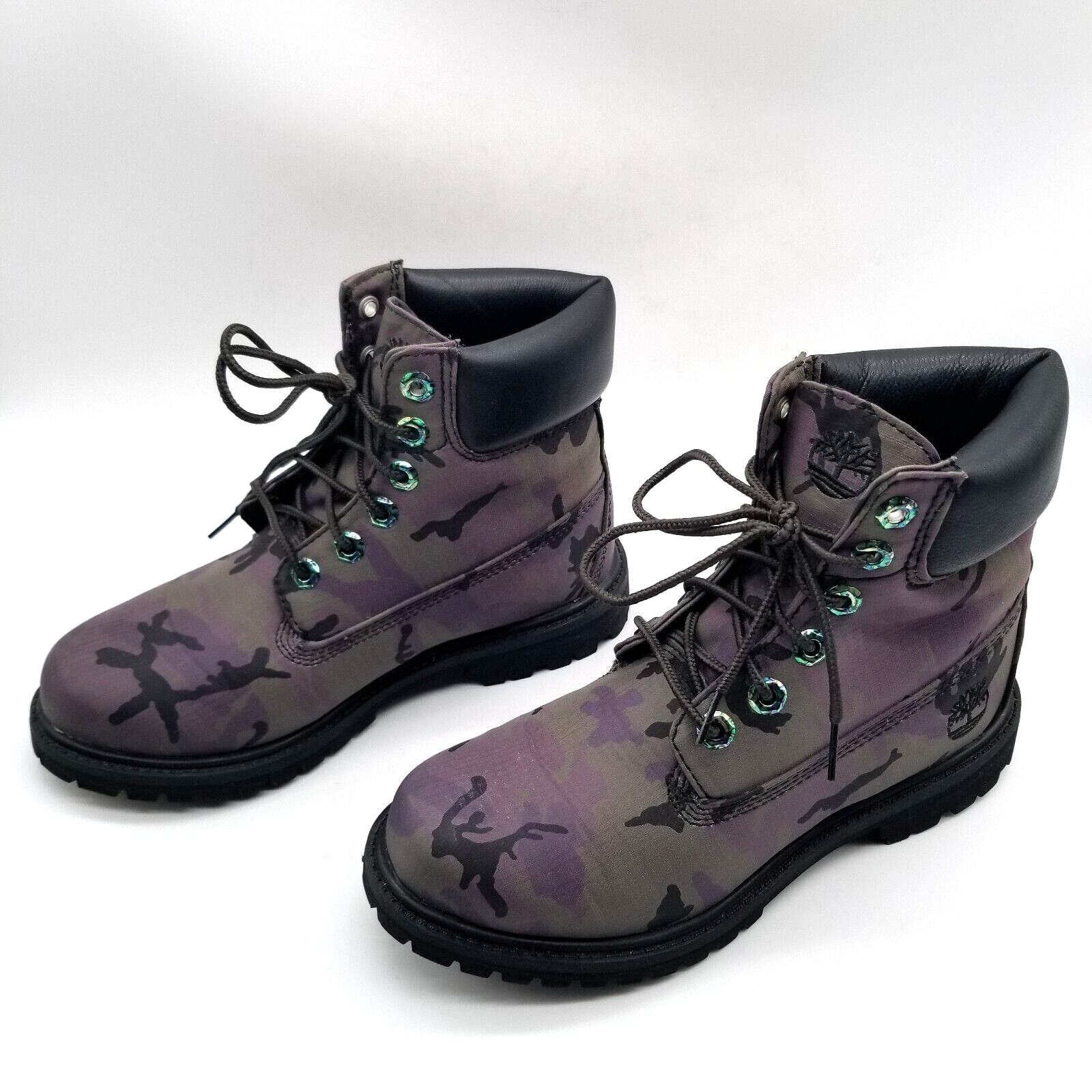 Timberland A25E3 Women Purple 6″ Iridescent Premium Fabric Camo Boots 6