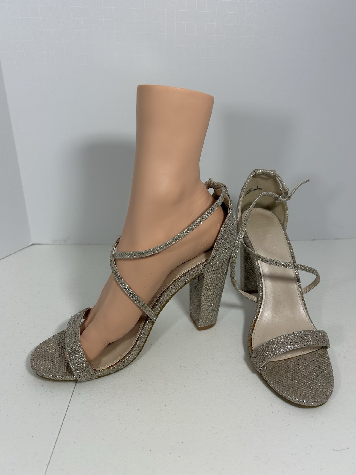 David’s Bridal Frenzy Shimmery Gold Size 8 With A 4”heel Chunky Block Heel